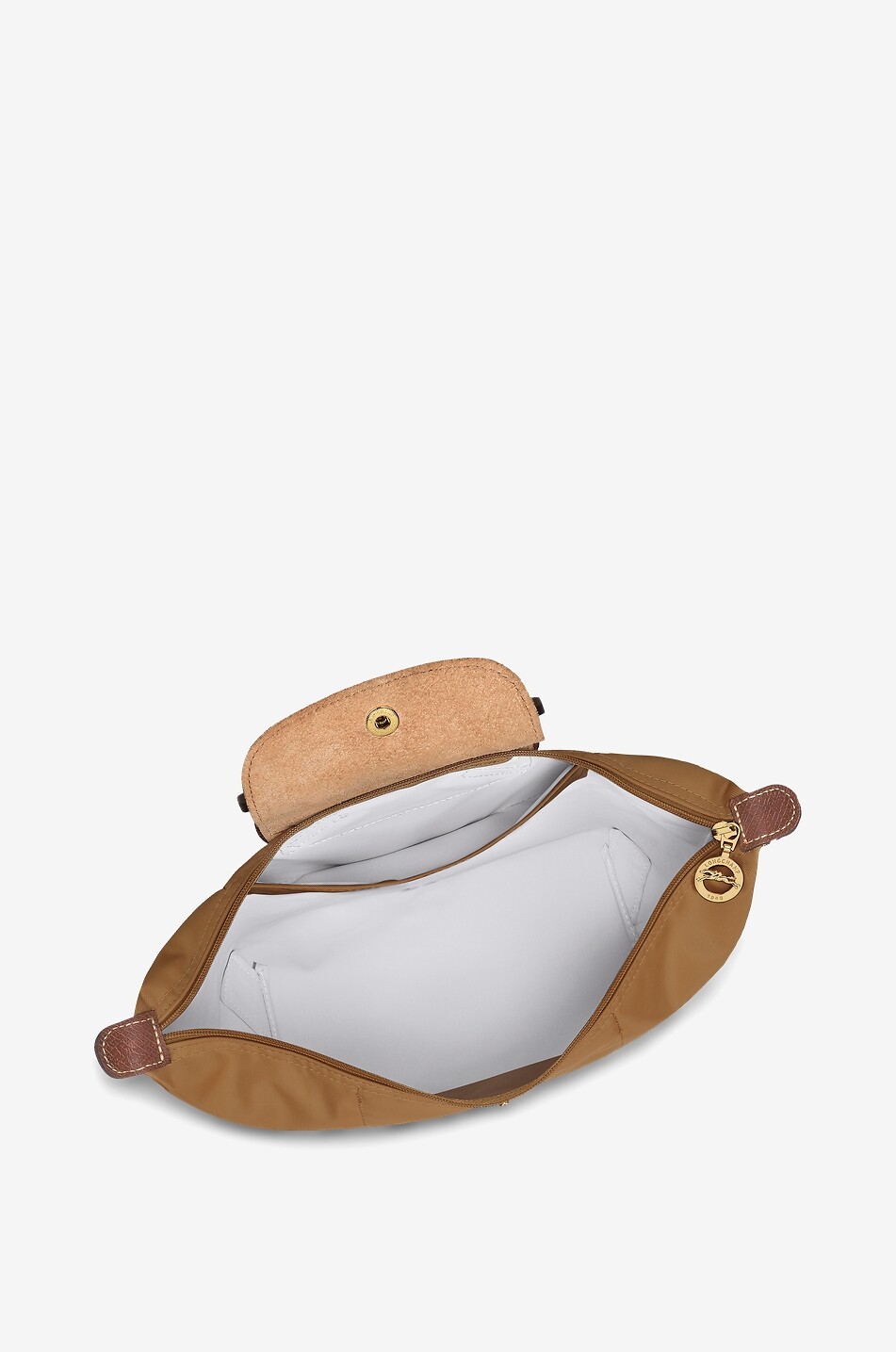 LONGCHAMP Le Pliage Original M canvas and leather backpack Women MEDIUM BROWN 5