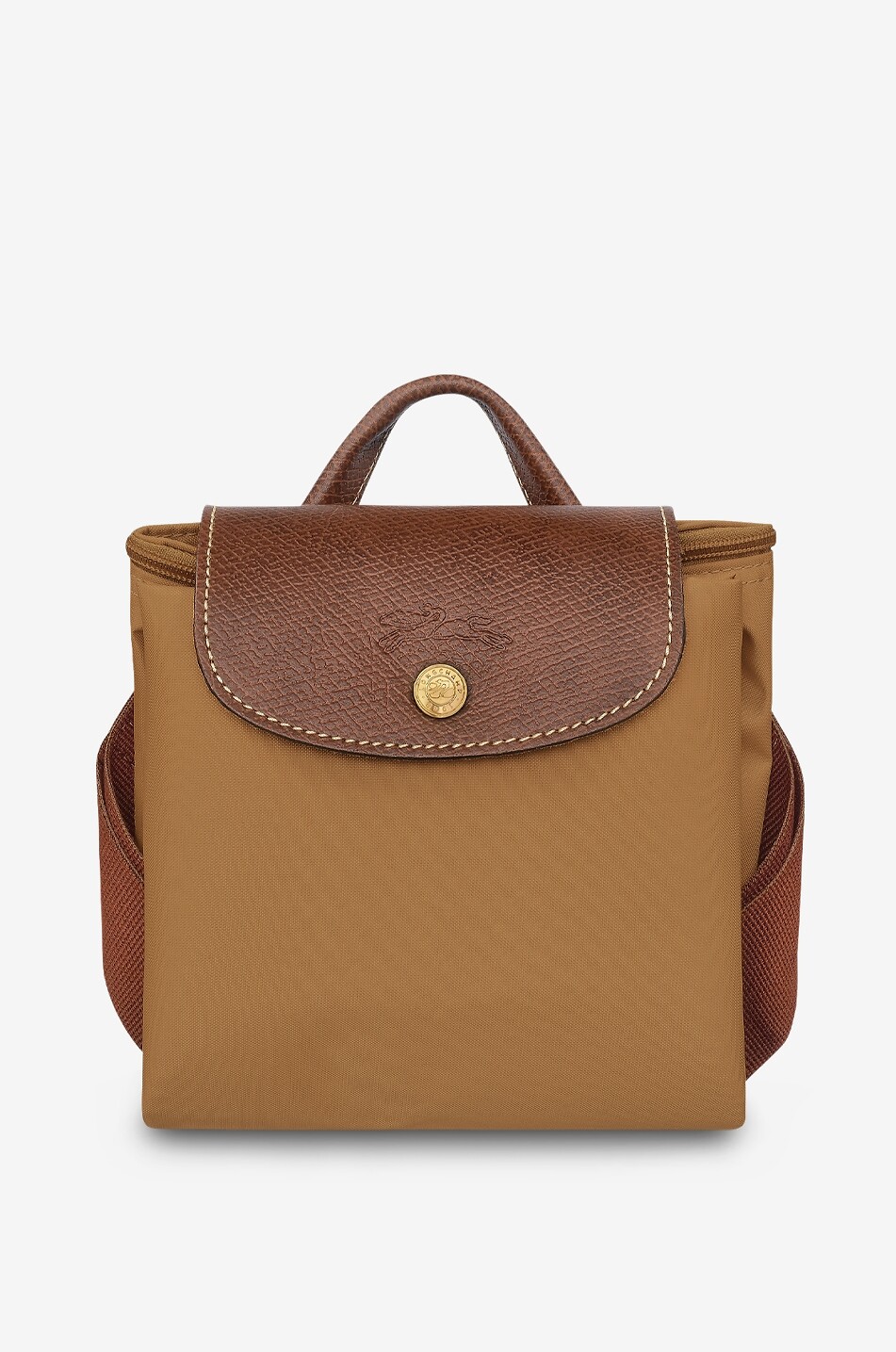 LONGCHAMP Le Pliage Original M canvas and leather backpack Women MEDIUM BROWN 7