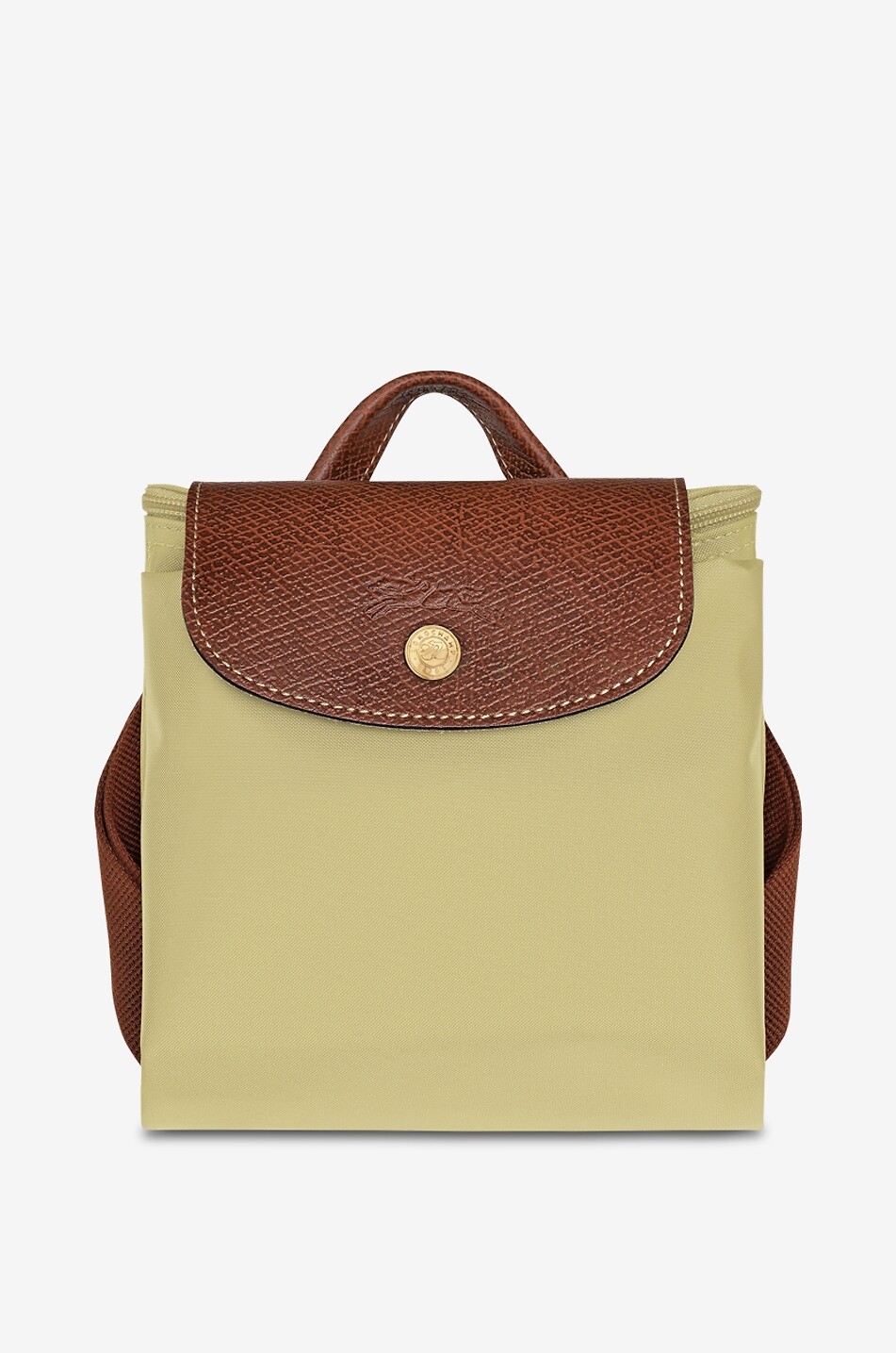 LONGCHAMP Le Pliage Original M canvas and leather backpack Women LIGHT GREEN 6