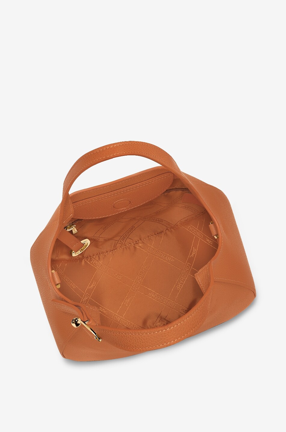 LONGCHAMP Sac à main arrondi en cuir grainé Le Foulonné S Femme ORANGE FONCÉ 6