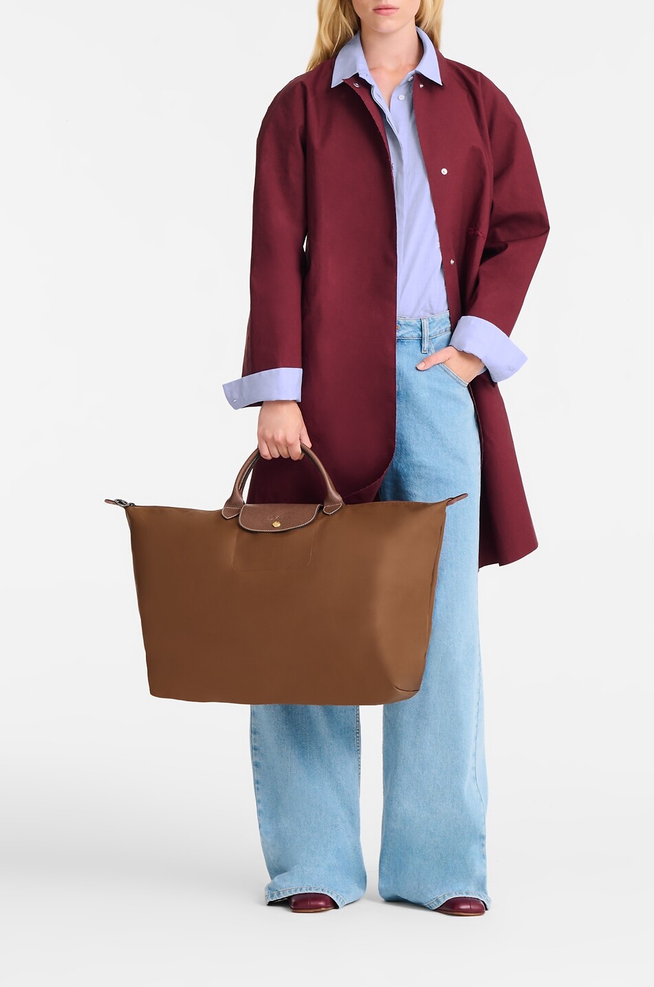 LONGCHAMP Sac de voyage en toile recyclé Le Pliage Original S Femme COGNAC 3