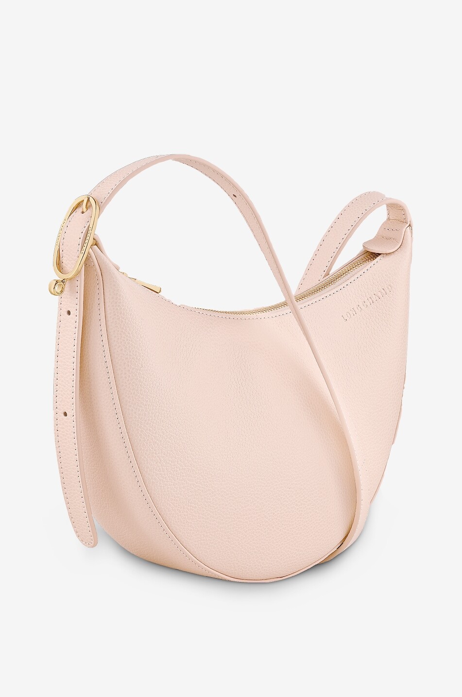 LONGCHAMP Halbmondförmige Schultertasche aus genarbtem Leder Le Foulonné S Damen CREMEFARBEN 2