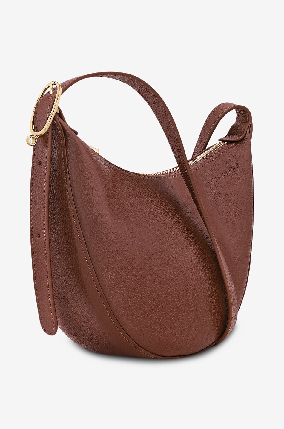 LONGCHAMP Sac porté épaule demi-lune en cuir grainé Le Foulonné S Femme MARRON 2