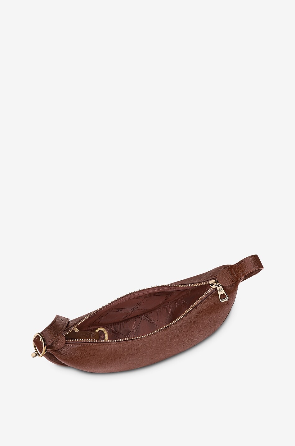 LONGCHAMP Sac porté épaule demi-lune en cuir grainé Le Foulonné S Femme MARRON 5