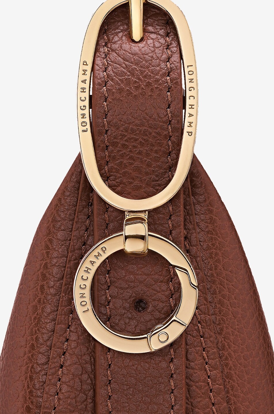 LONGCHAMP Sac porté épaule demi-lune en cuir grainé Le Foulonné S Femme MARRON 6