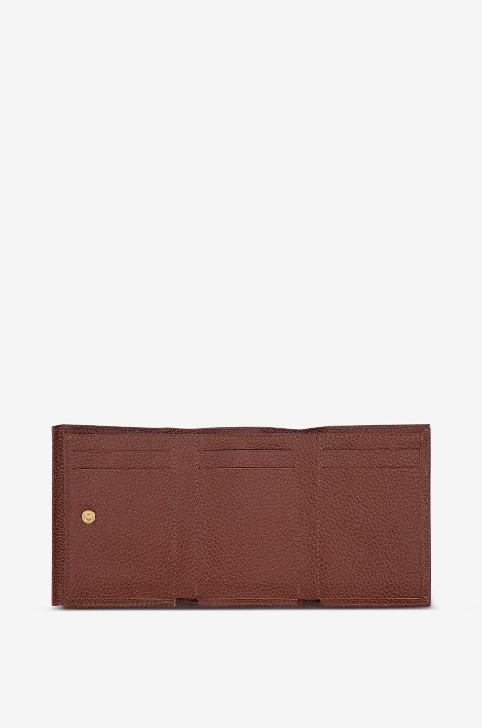LONGCHAMP Le Foulonné grained leather compact wallet Women BROWN 3