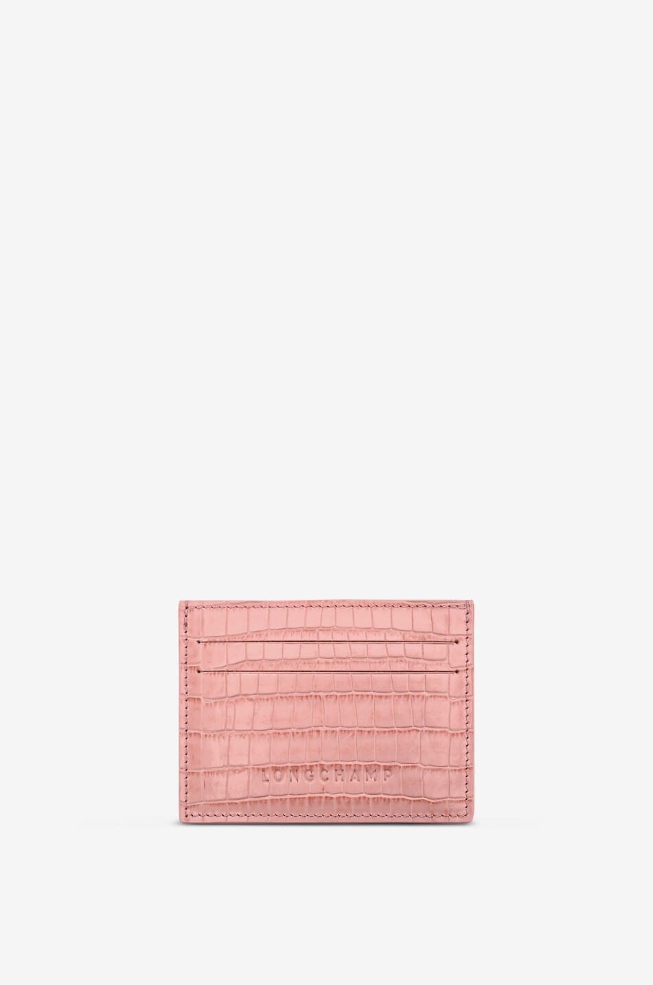 LONGCHAMP Porte-cartes compact en cuir effet crocodile Longchamp Pocket Femme ROSE CLAIR 1