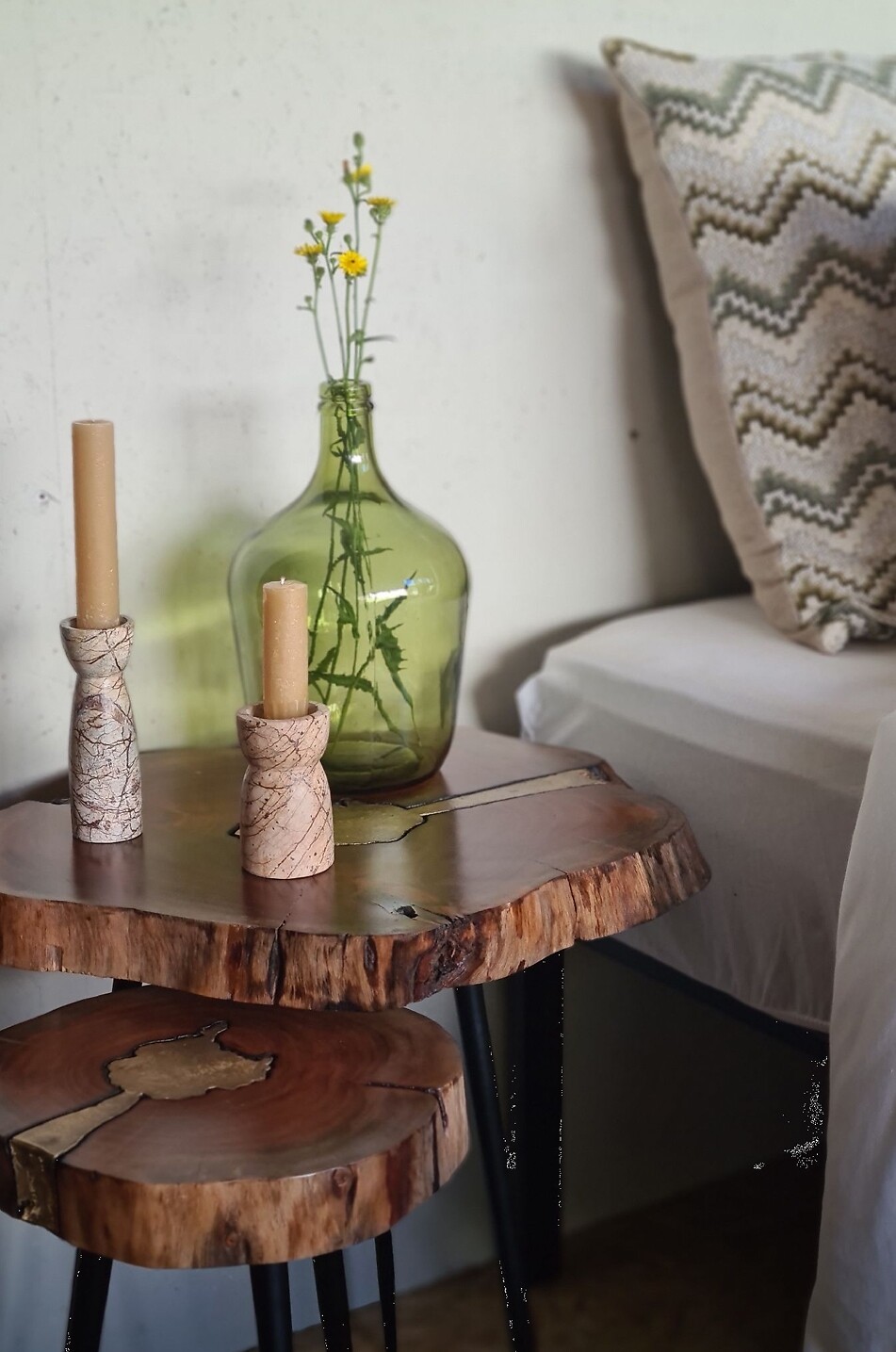 ANGEL DES MONTAGNES Akis set of 2 acacia wood and metal side tables Home BROWN 3