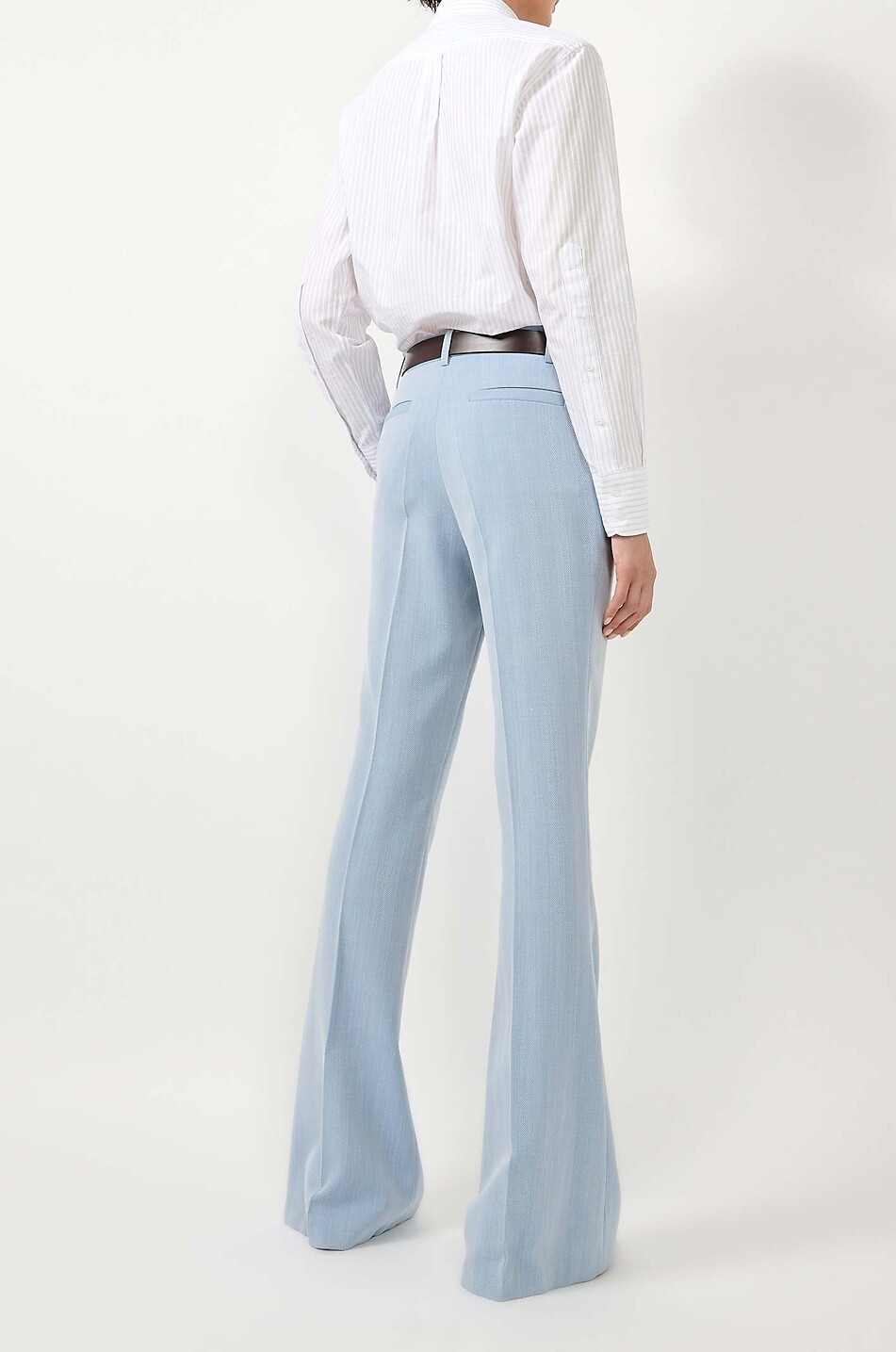 BARBARA BUI Chevrons wide flared trousers in blended wool Women LIGHT BLUE 4