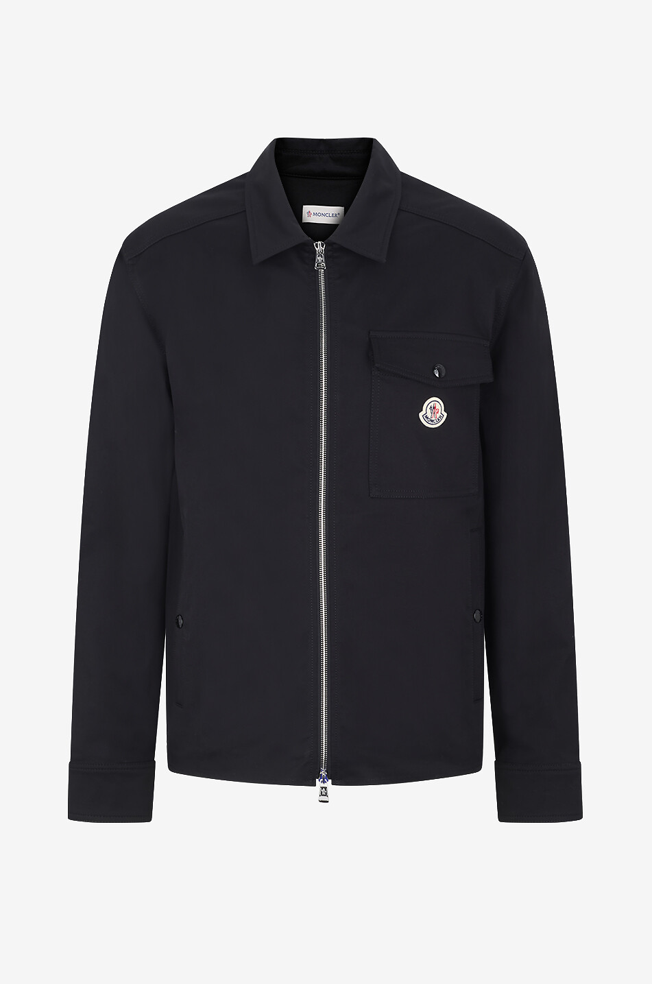 Full-zip cotton blend gabardine overshirt