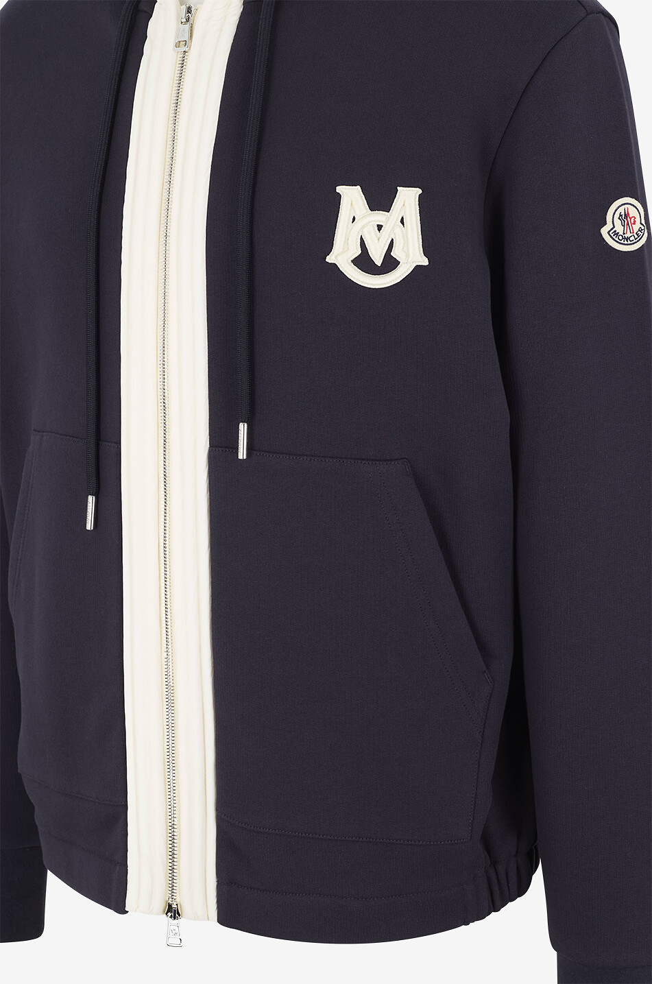 MONCLER Sweat-shirt zippé à capuche à bords contrastés et logo Homme BLEU FONCE 3