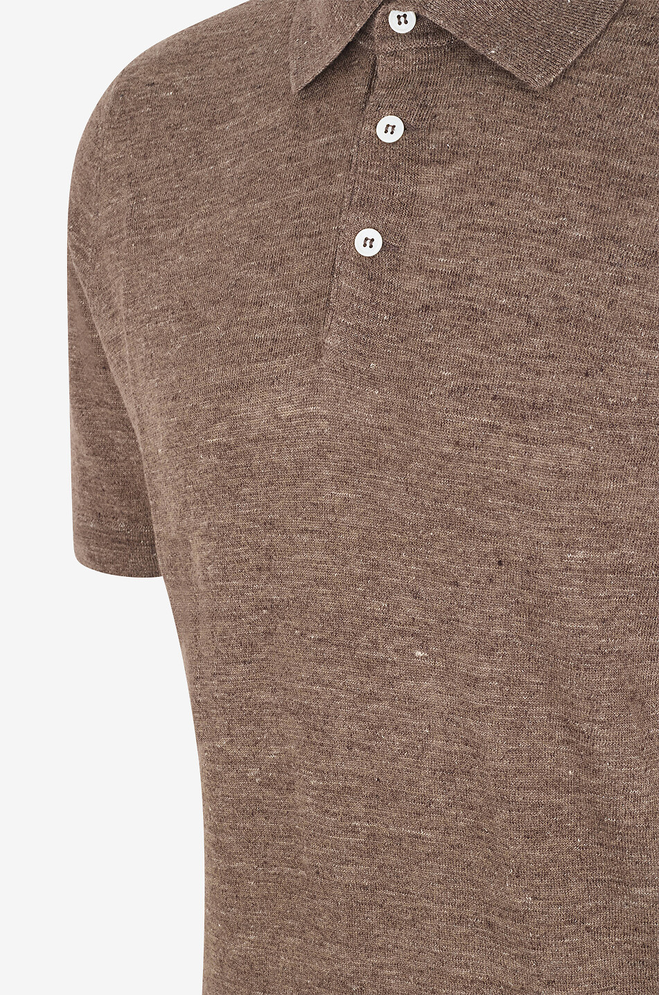 BRUNELLO CUCINELLI Strick-Polohemd aus Baumwolle und Leinen mit Kontrast-Detail Herren MITTELBRAUN 3