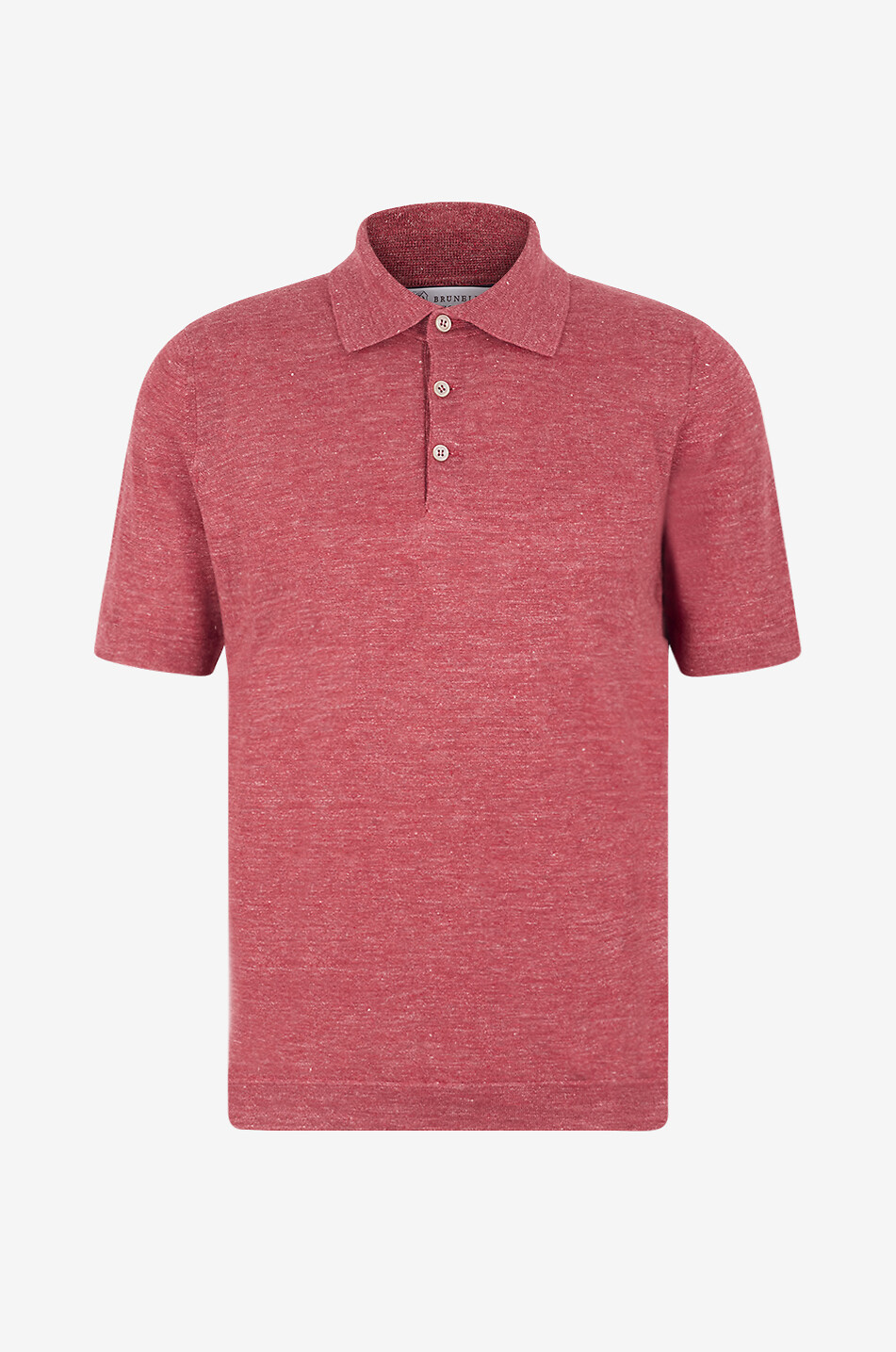Cotton and linen knit polo shirt with contrast detail