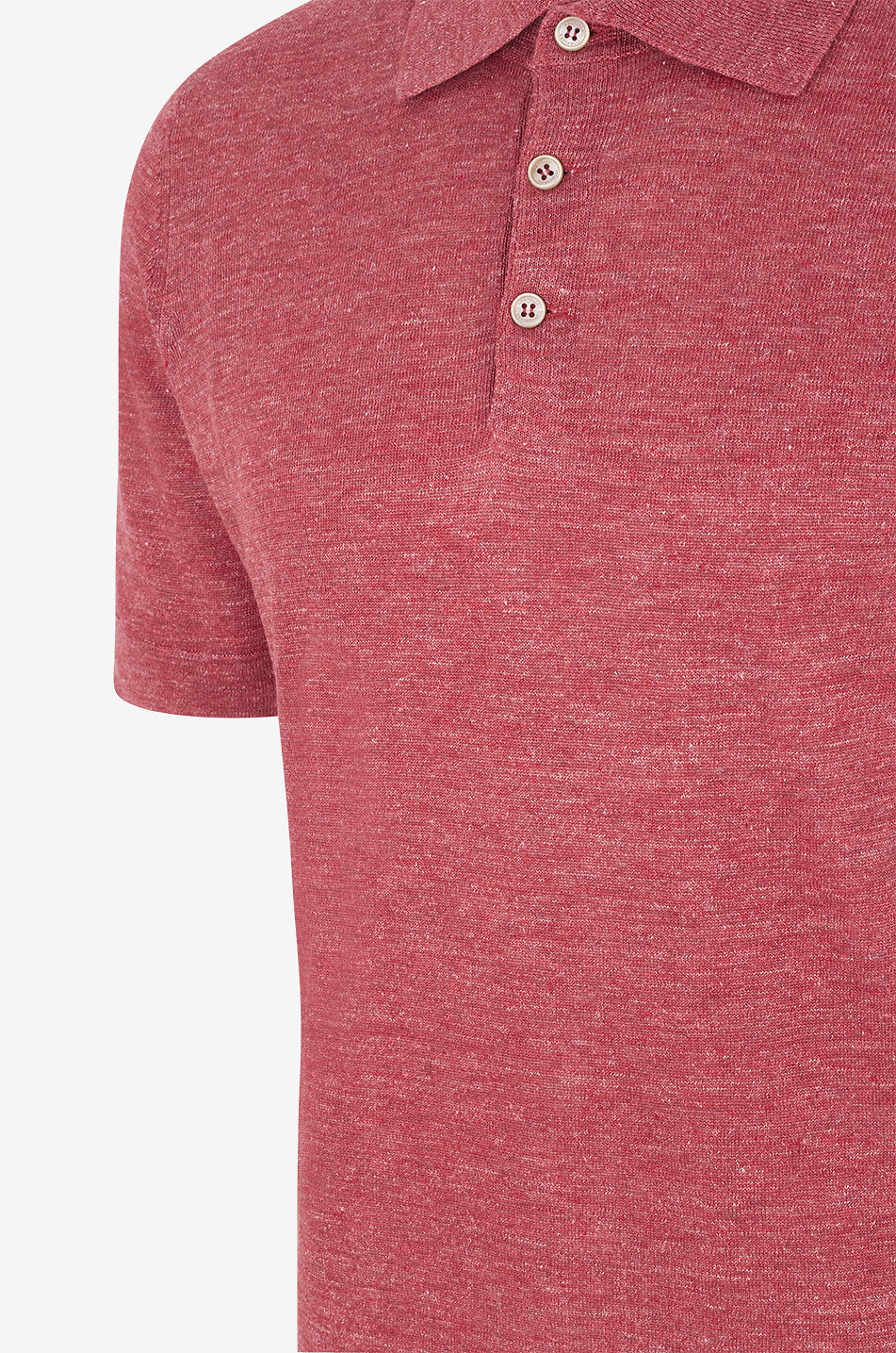 BRUNELLO CUCINELLI Cotton and linen knit polo shirt with contrast detail Men MEDIUM RED 3