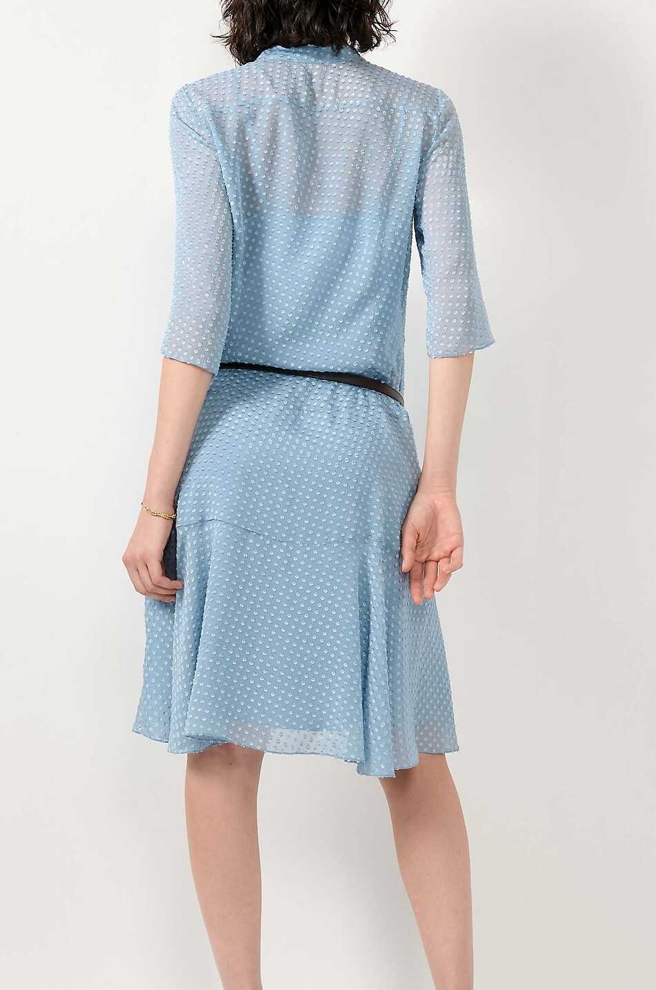 BARBARA BUI Short silk polka dot Mao collar shirt dress Women LIGHT BLUE 3