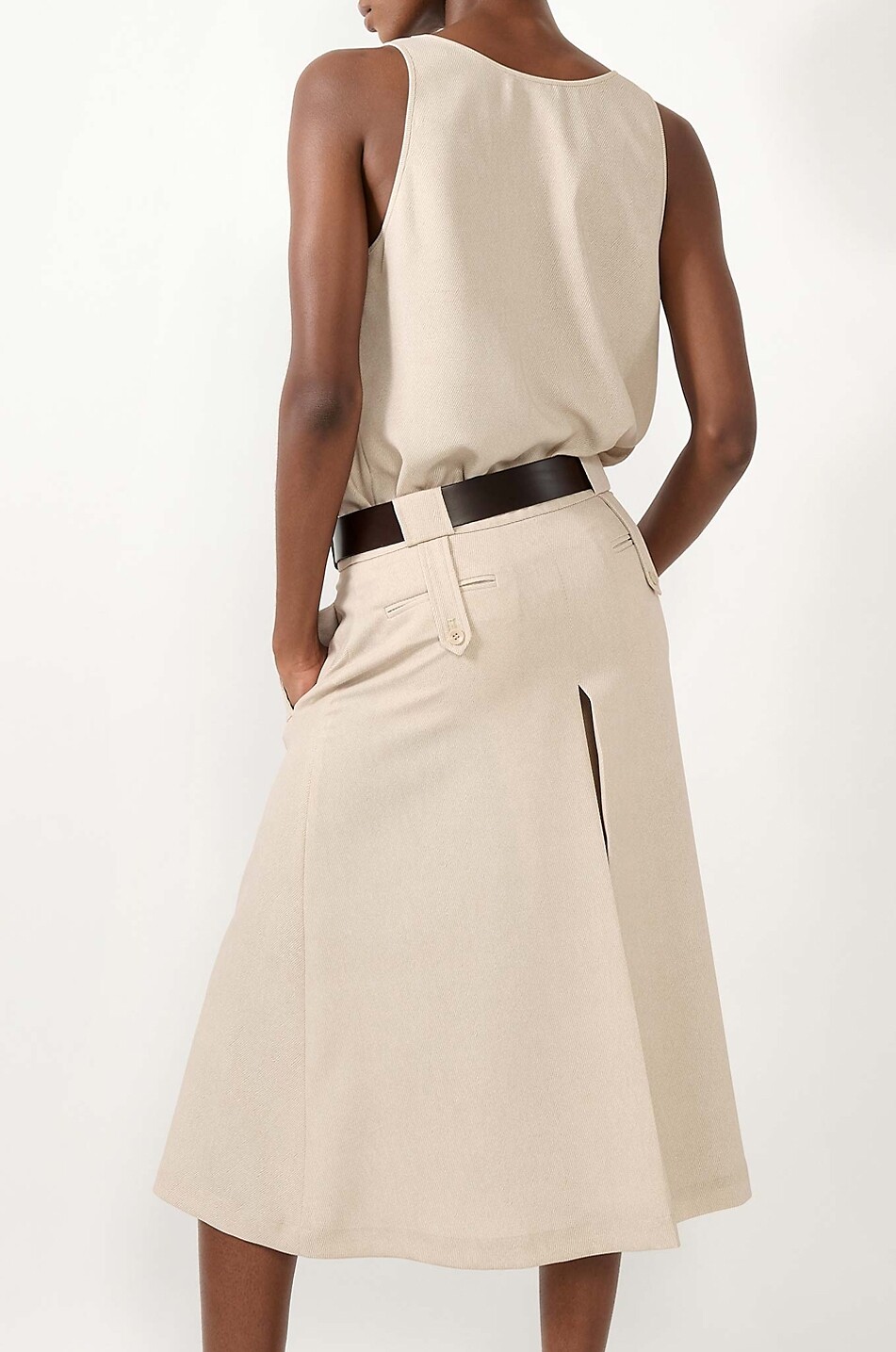 BARBARA BUI Jupe-culotte mi-longue à godets en toile Femme BEIGE 4