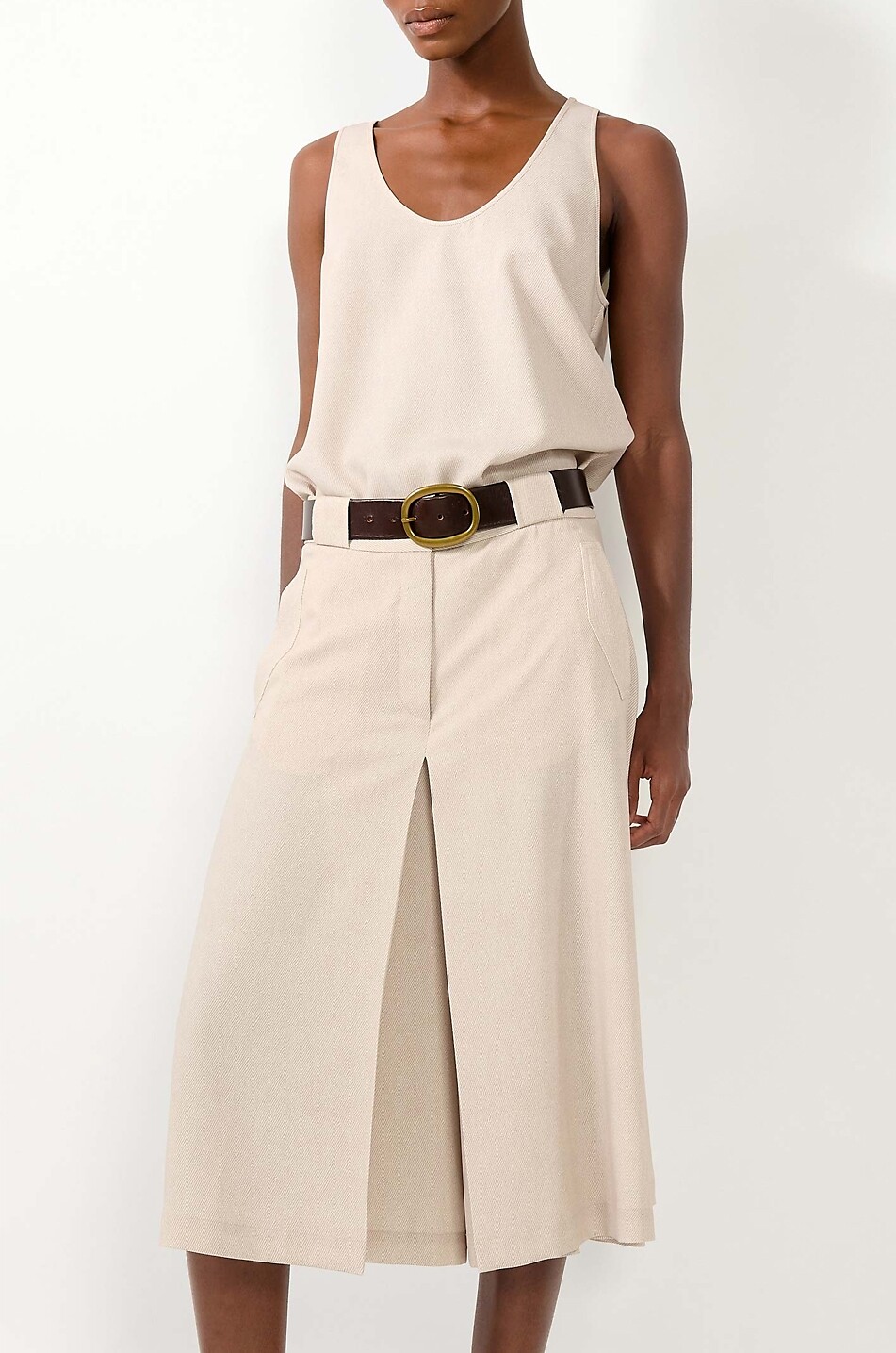 BARBARA BUI Jupe-culotte mi-longue à godets en toile Femme BEIGE 5