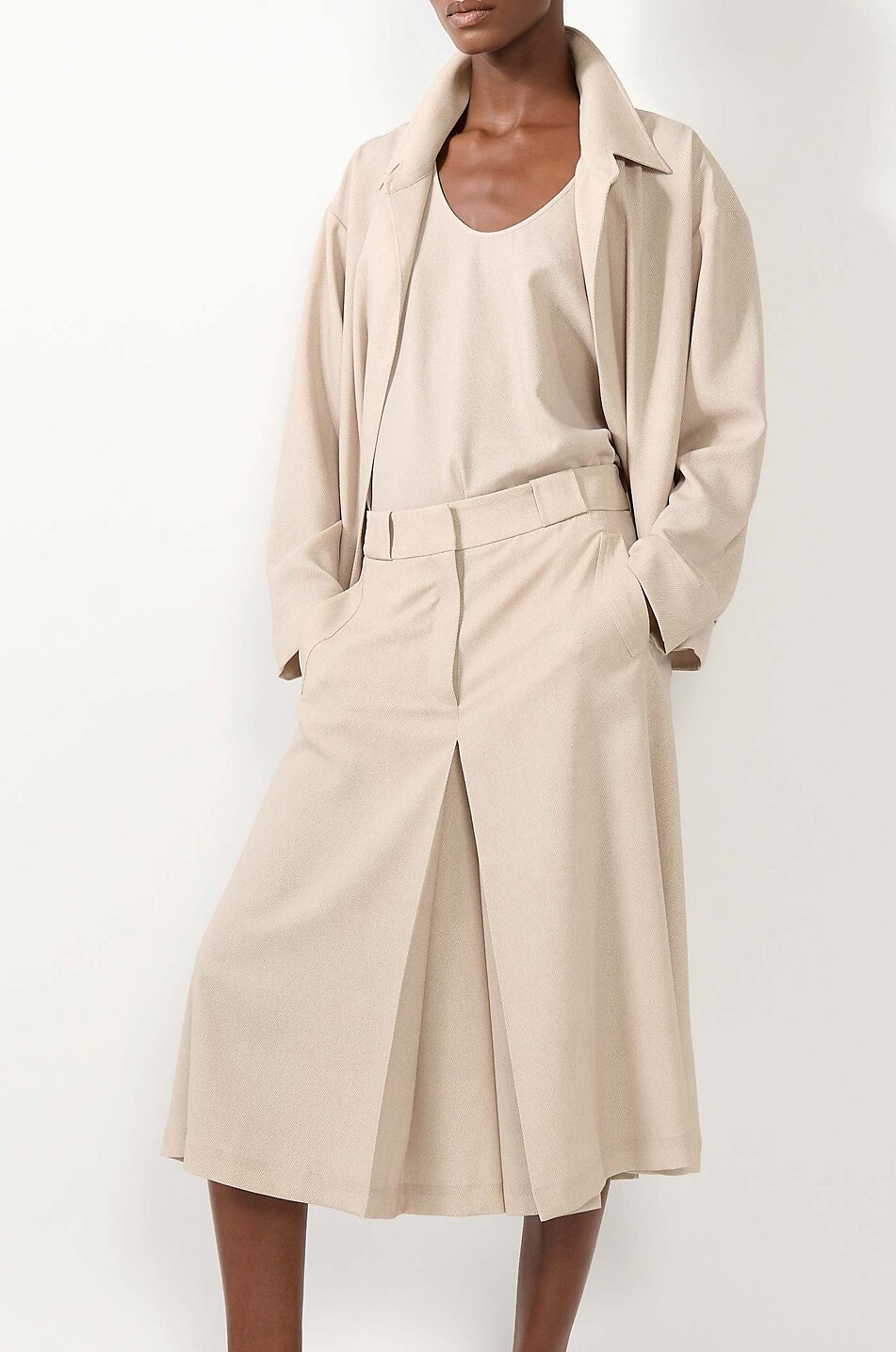 BARBARA BUI Jupe-culotte mi-longue à godets en toile Femme BEIGE 6