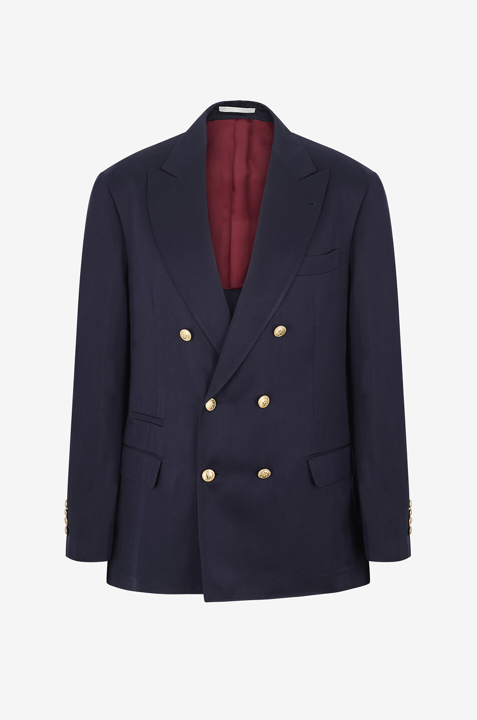 Doppelreihiger Blazer aus Seide und Leinen