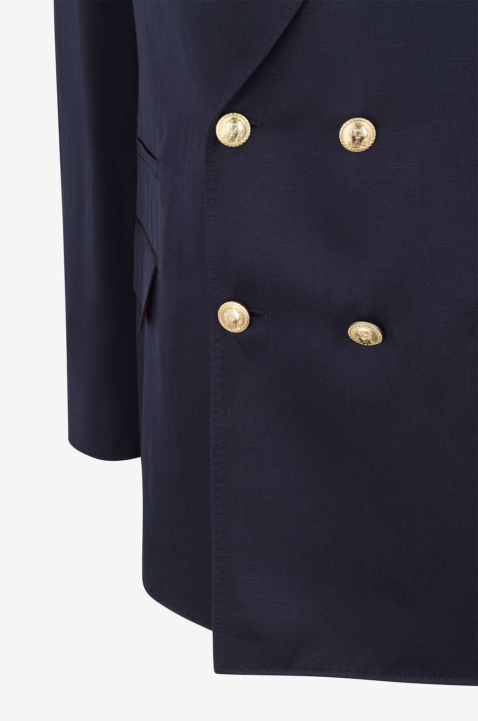 BRUNELLO CUCINELLI Doppelreihiger Blazer aus Seide und Leinen Herren DUNKELBLAU 3