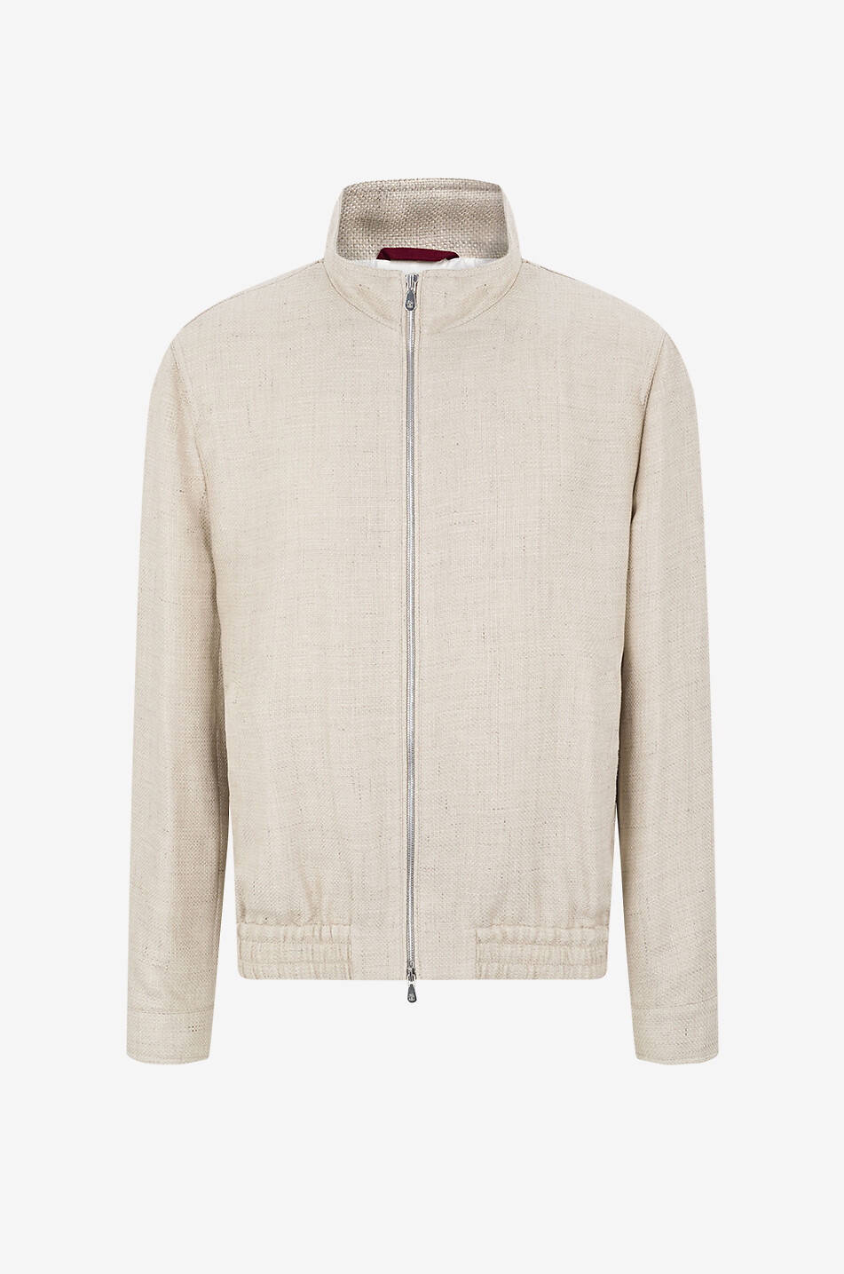 Silk and linen blend hopsack outerwear jacket