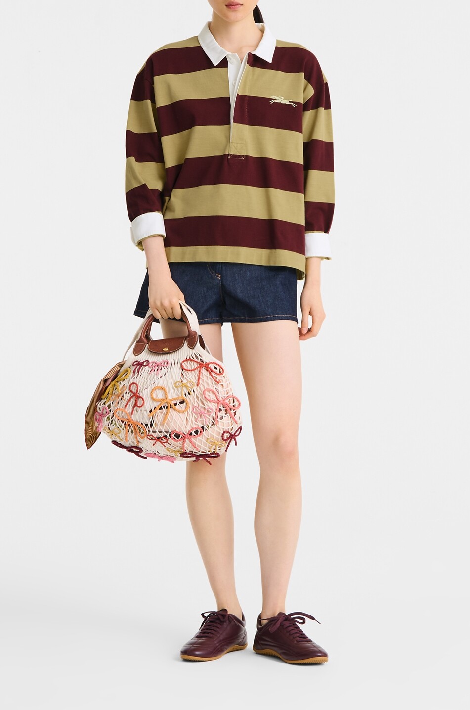 LONGCHAMP Handtasche aus Baumwolle Le Pliage Filet Raphia Damen CREMEFARBEN 3