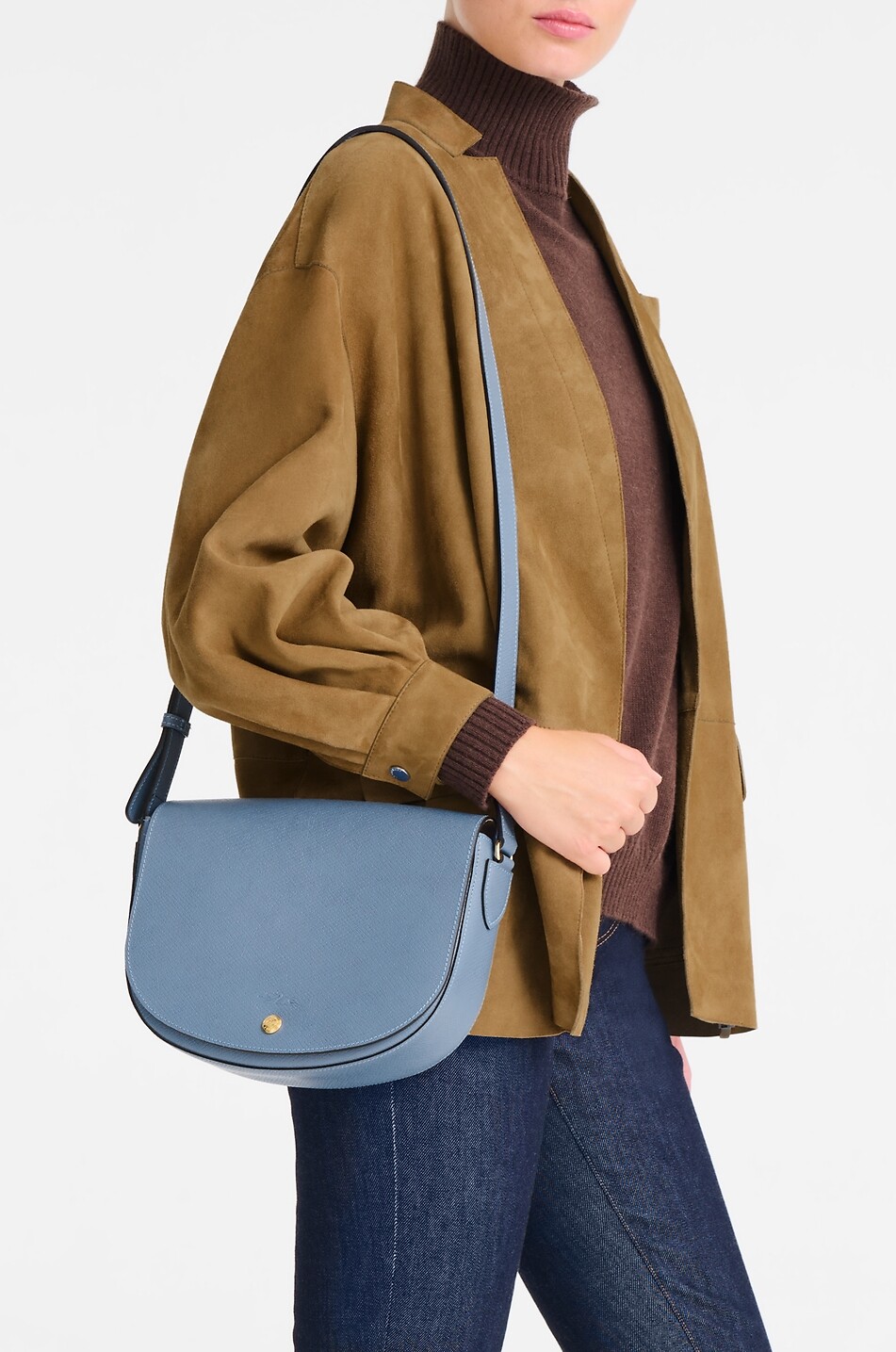 LONGCHAMP Épure grained leather shoulder bag Women MEDIUM BLUE 3
