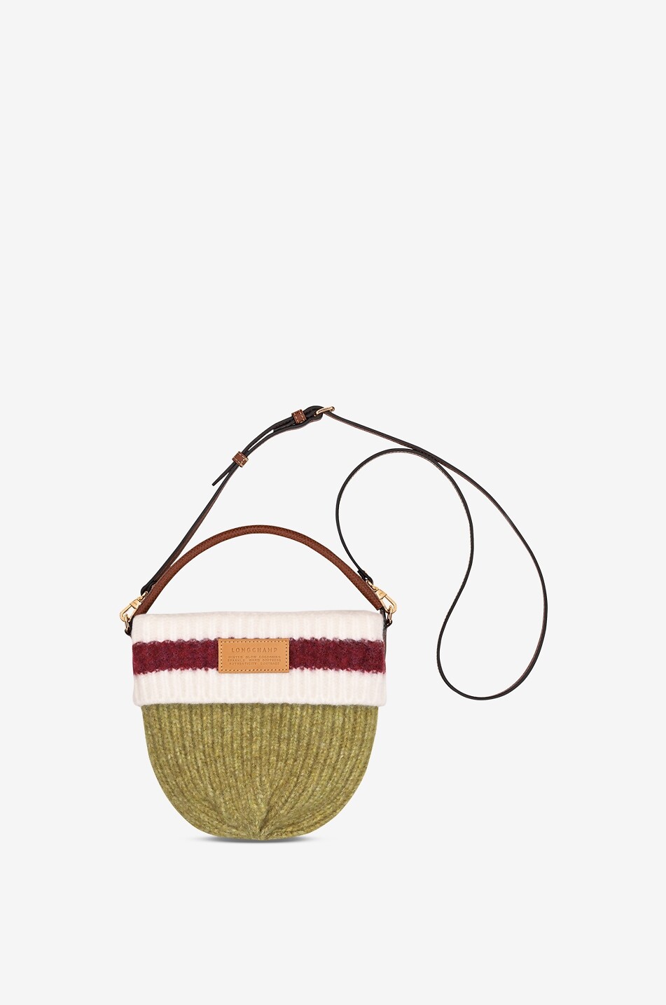 LONGCHAMP Sac porté épaule en maille et cuir Le Pliage Collection Femme VERT CLAIR 1