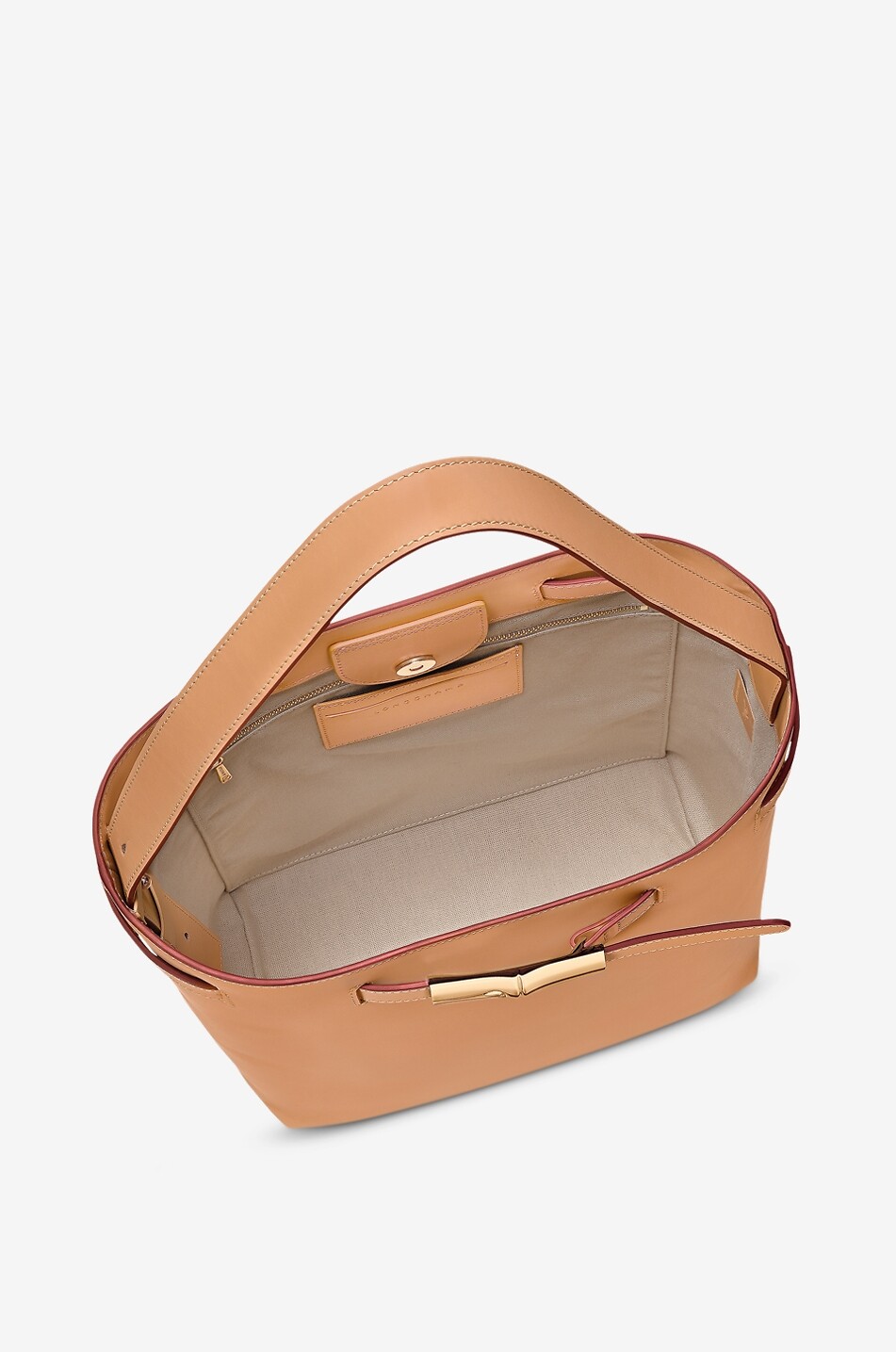 LONGCHAMP Rechteckige Schultertasche aus Leder Le Smart Damen BEIGE 4