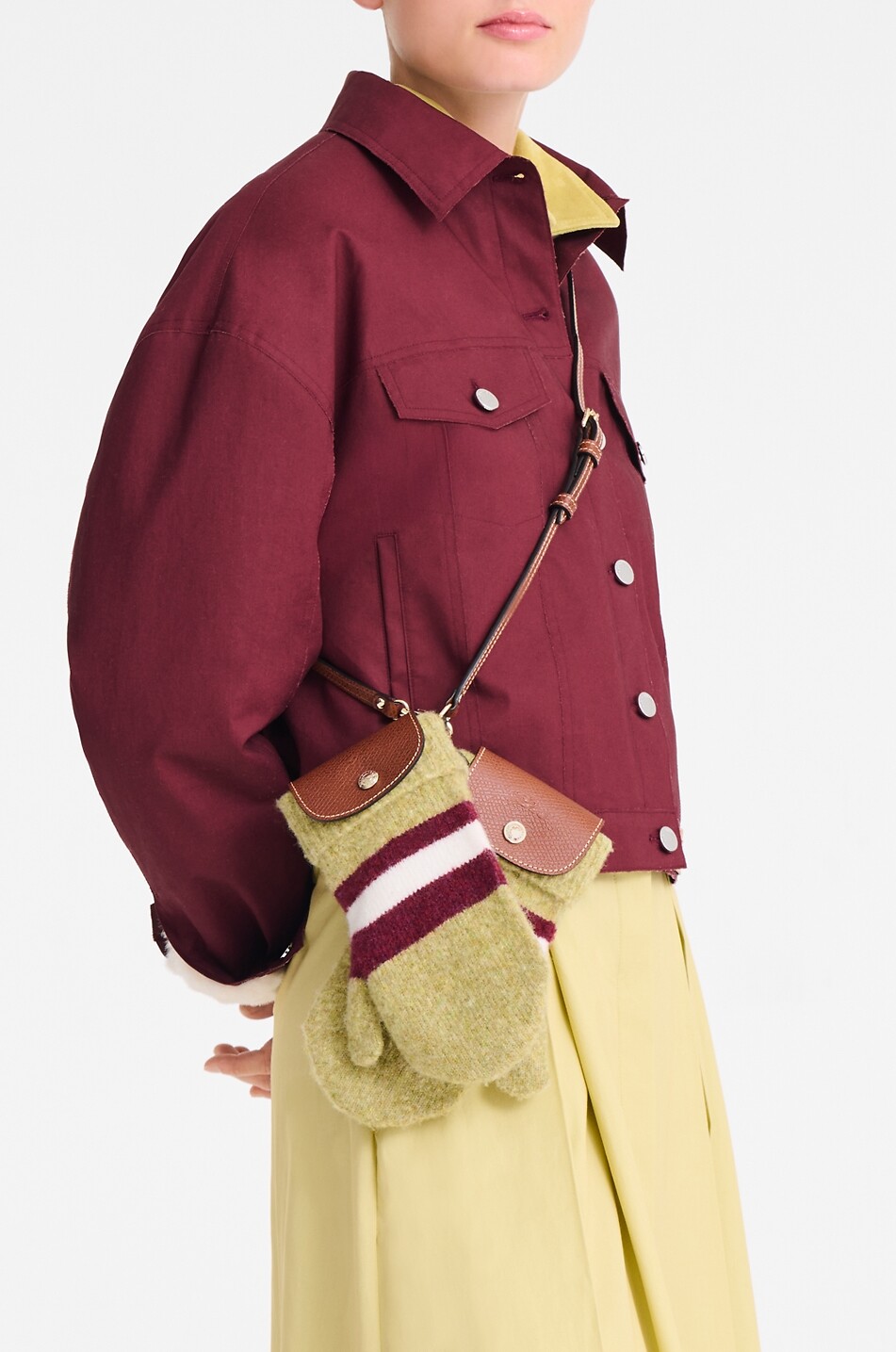 LONGCHAMP Sac porté épaule moufles en maille Le Pliage Collection Femme VERT CLAIR 2