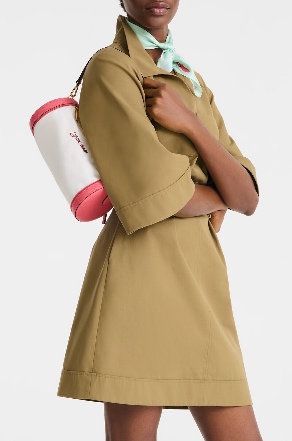 LONGCHAMP Akkordeon-Schultertasche aus Canvas und Leder Épure XS Damen DUNKELROSA 3