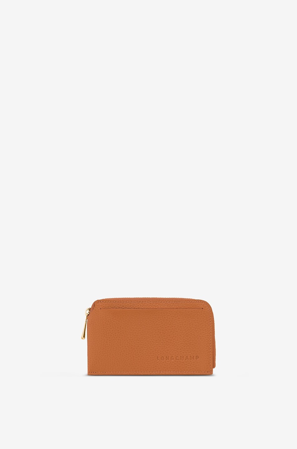 LONGCHAMP Le Foulonné zip-around grained leather card case Women DARK ORANGE 1