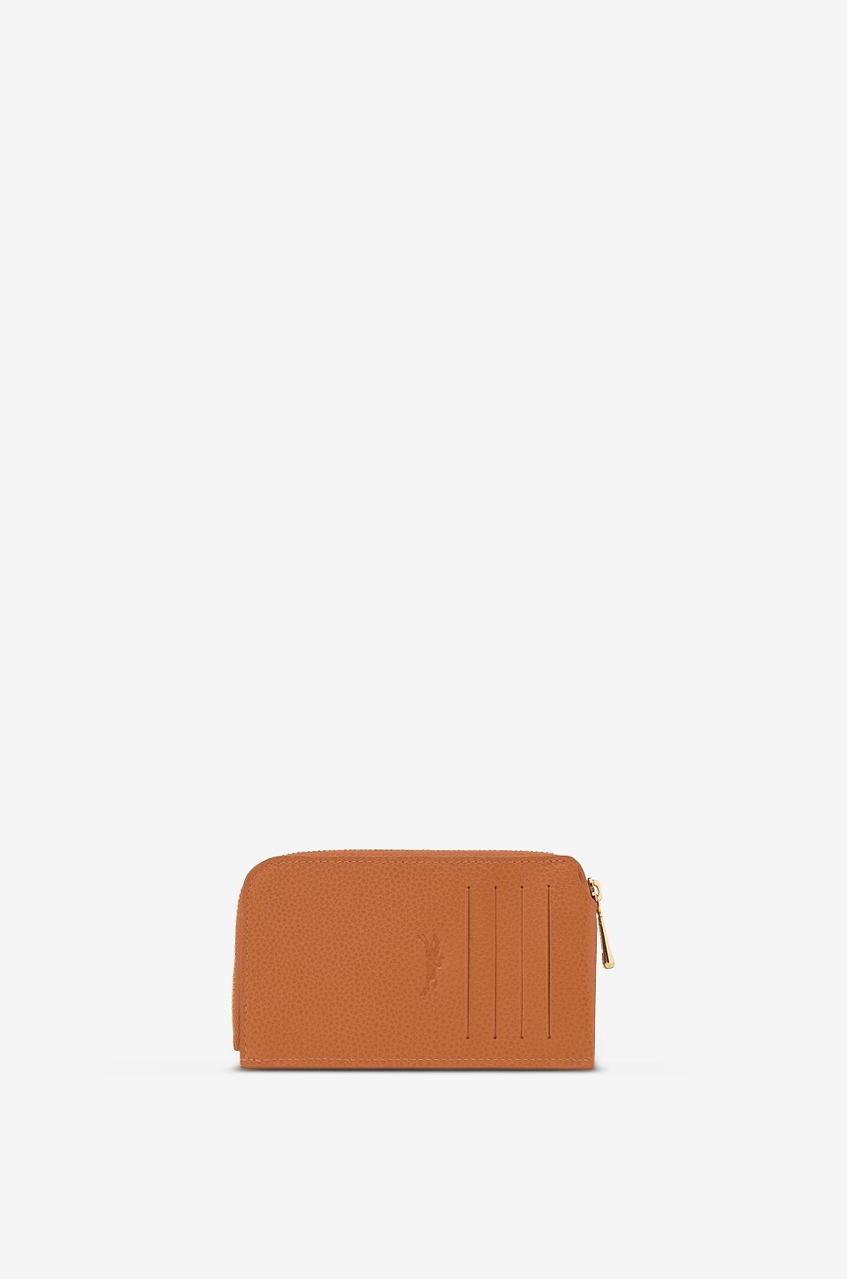 LONGCHAMP Le Foulonné zip-around grained leather card case Women DARK ORANGE 2