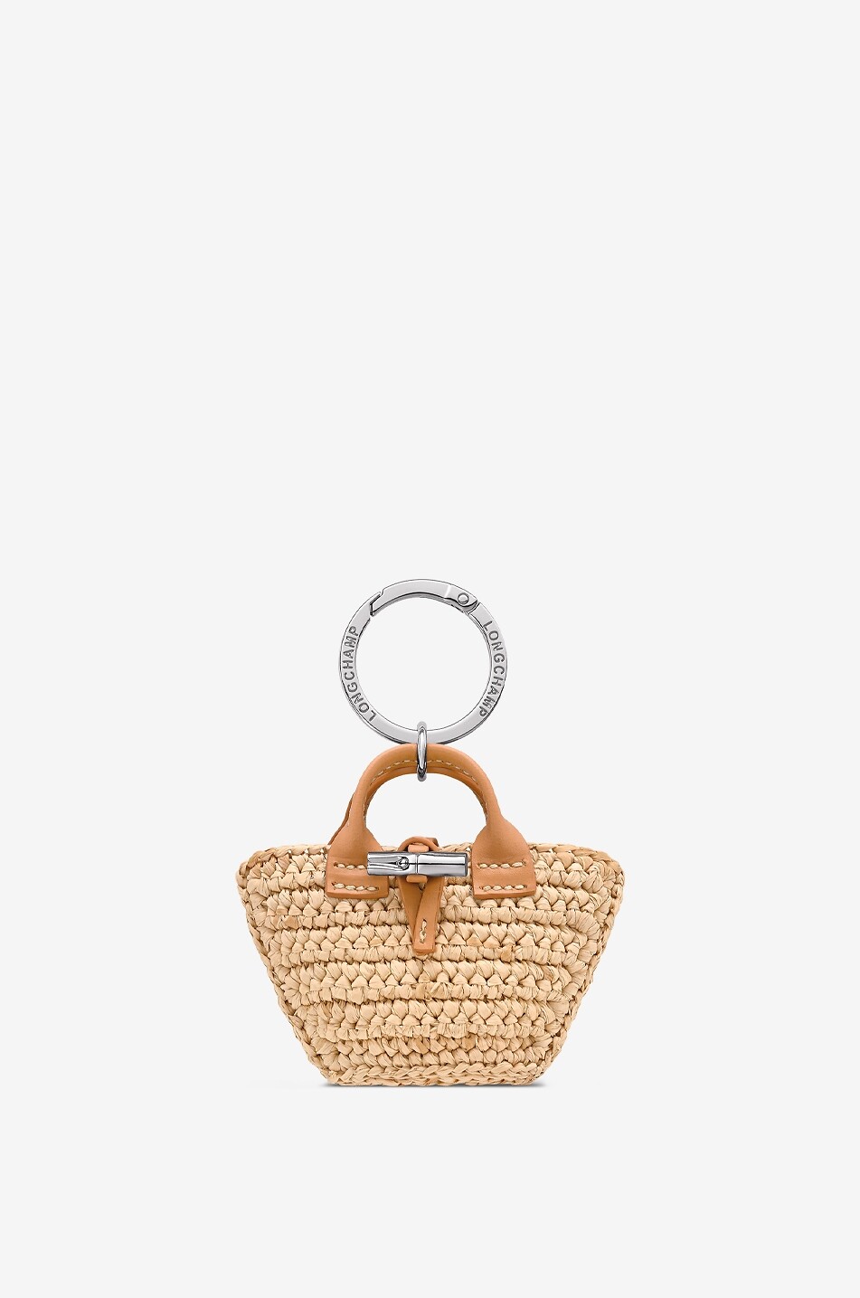 Porte-clés et charm pour sac à main en cuir et raphia Le Roseau