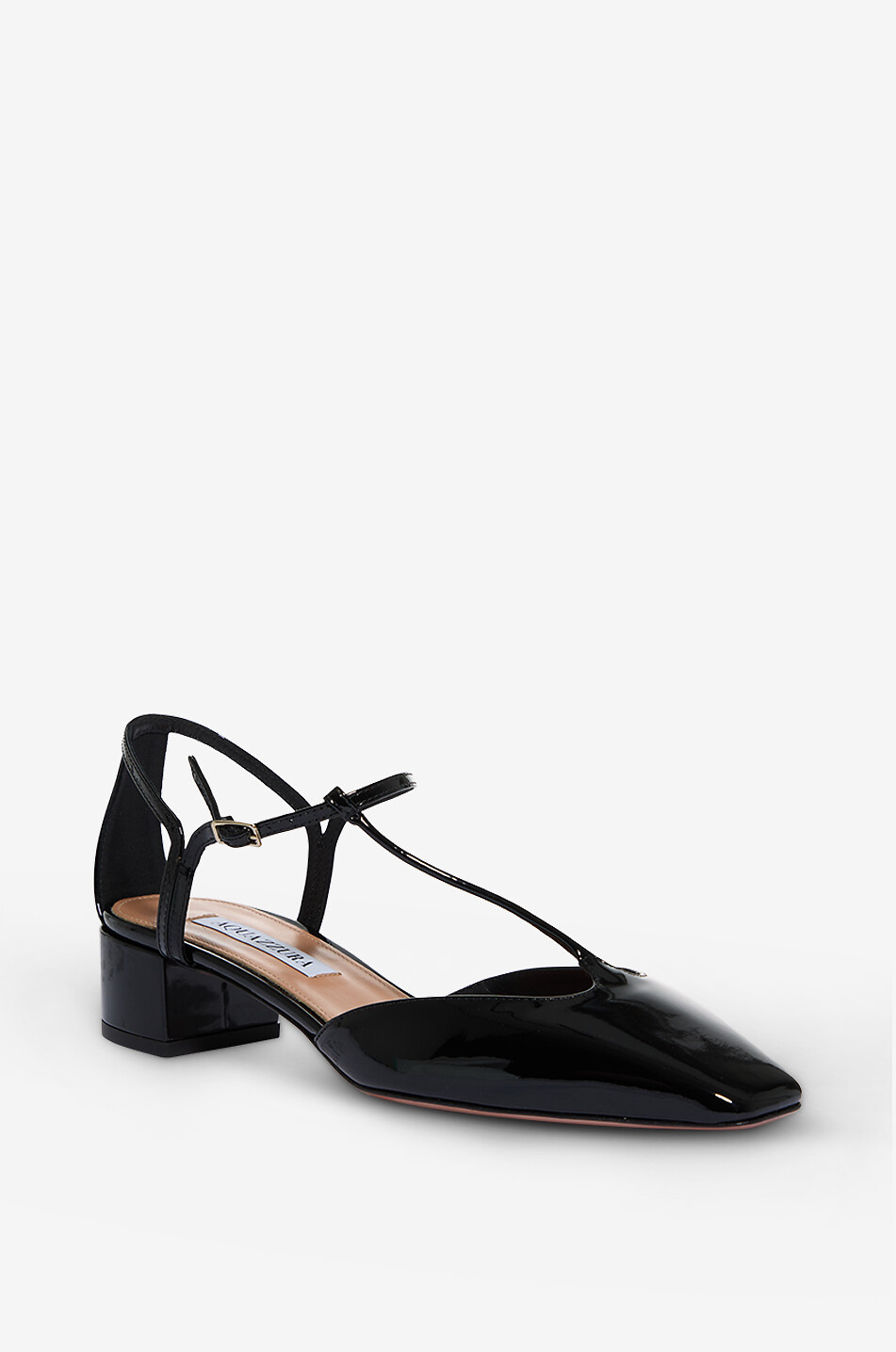 AQUAZZURA Salomés à talons carrés en cuir verni Sorbonne 35 Femme NOIR 1