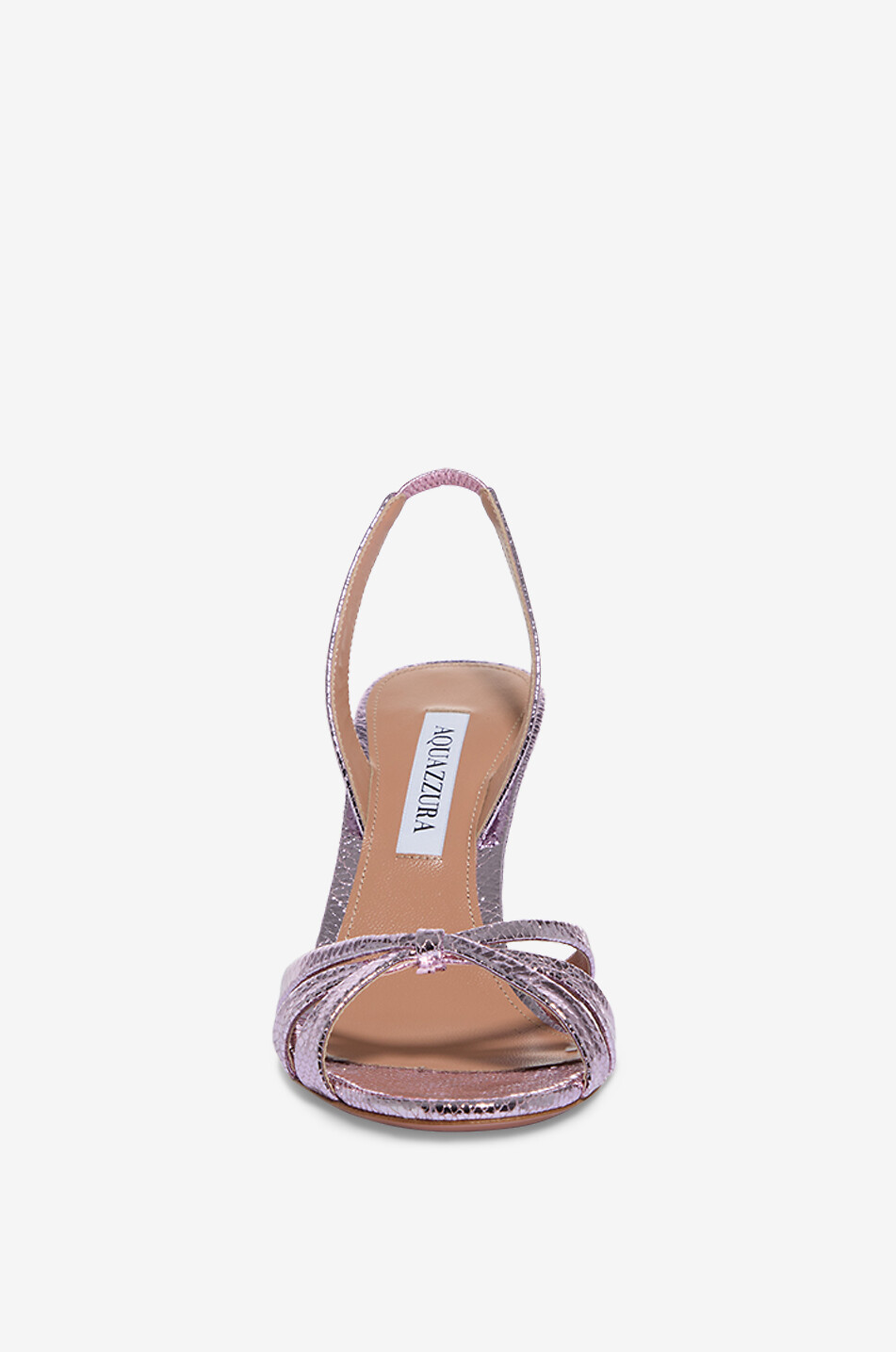 AQUAZZURA Tati 85 lizard-embossed metallic leather heeled sandals Women LIGHT PINK 2