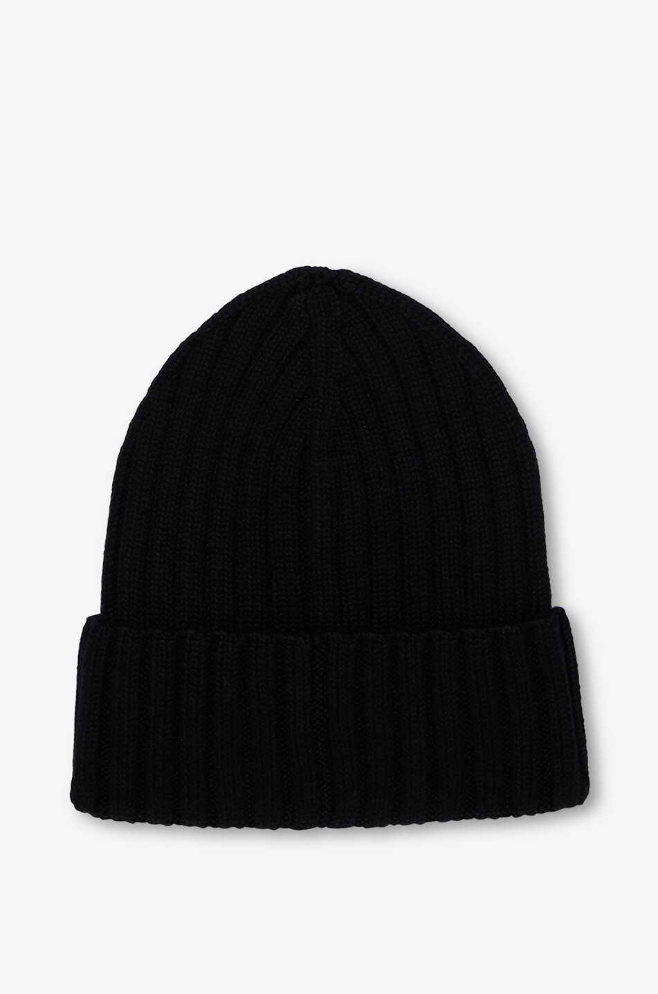 MONCLER Logo patch adorned rib knit virgin wool beanie with cuff Women BLACK 2