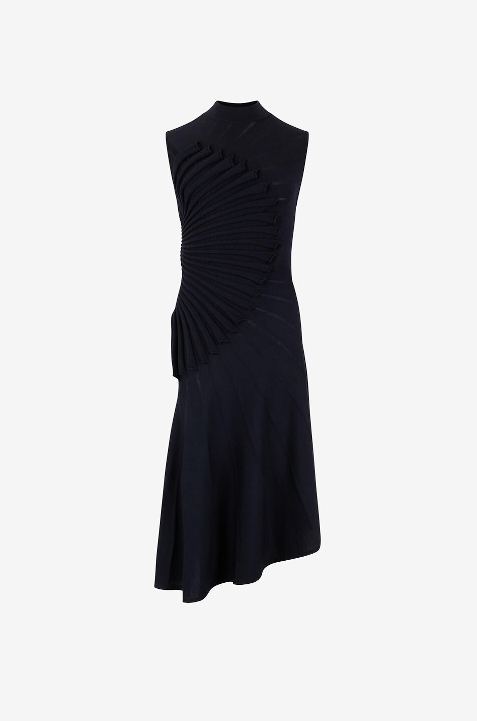 ALAÏA Sculpting asymmetric wool knit dress Women DARK BLUE 1