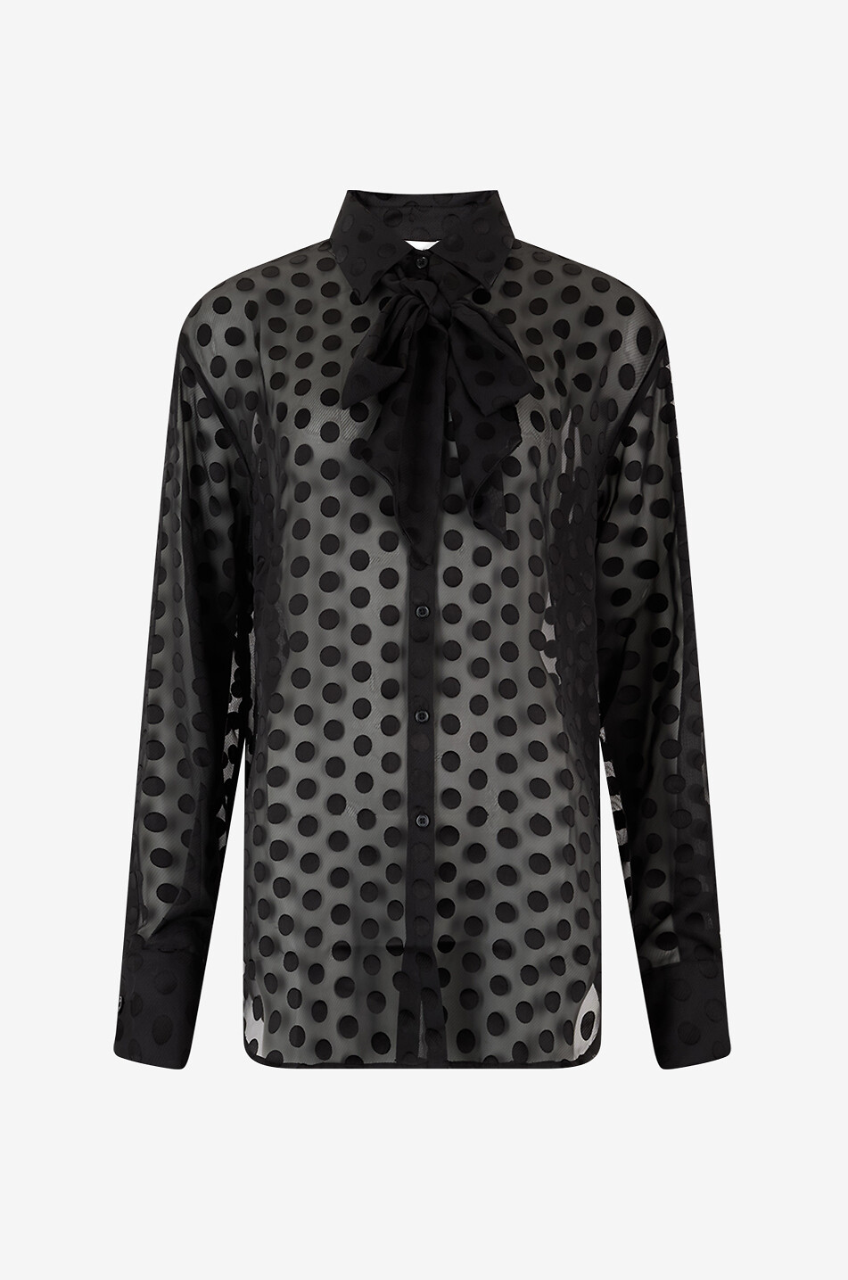 Peri sheer polka dot tie-neck blouse - THE FRANKIE SHOP - BLACK