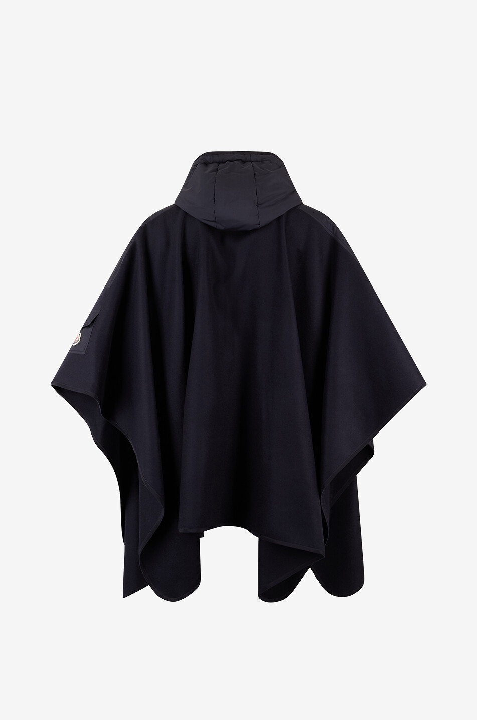 MONCLER Cape zippée à capuche en laine et nylon Femme NOIR 2