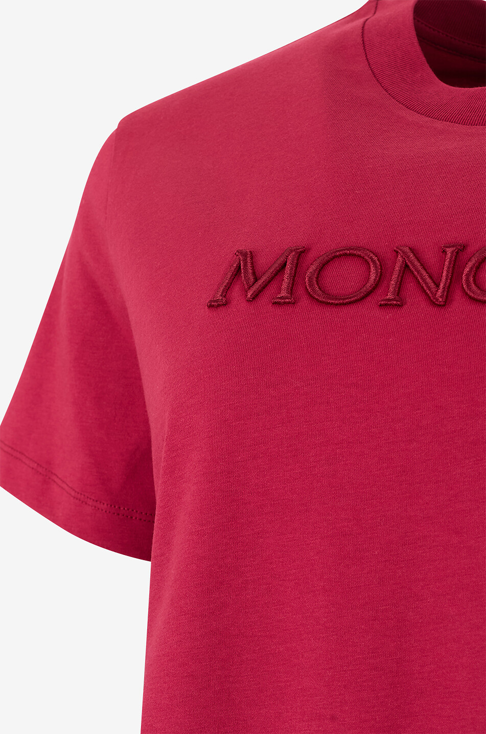 MONCLER T-shirt à manches courtes et col rond brodé MONCLER Femme ROUGE 3
