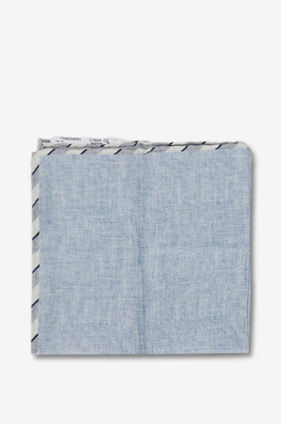 BRUNELLO CUCINELLI Pochette en soie unie à liséré rayé Homme BLEU CLAIR 3