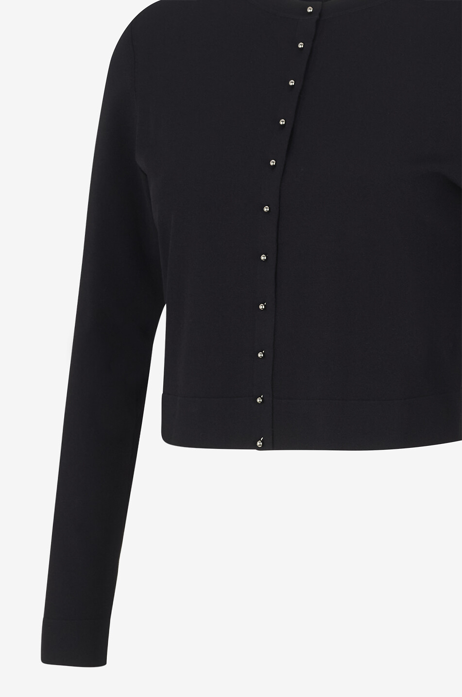 AKRIS PUNTO Geknöpfter schmaler Cardigan mit Rundhalsausschnitt aus Jersey Damen SCHWARZ 7
