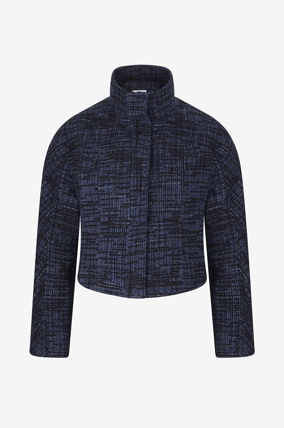 AKRIS PUNTO Veste ajustée à col montant en tweed de denim Femme BLEU MOYEN 1
