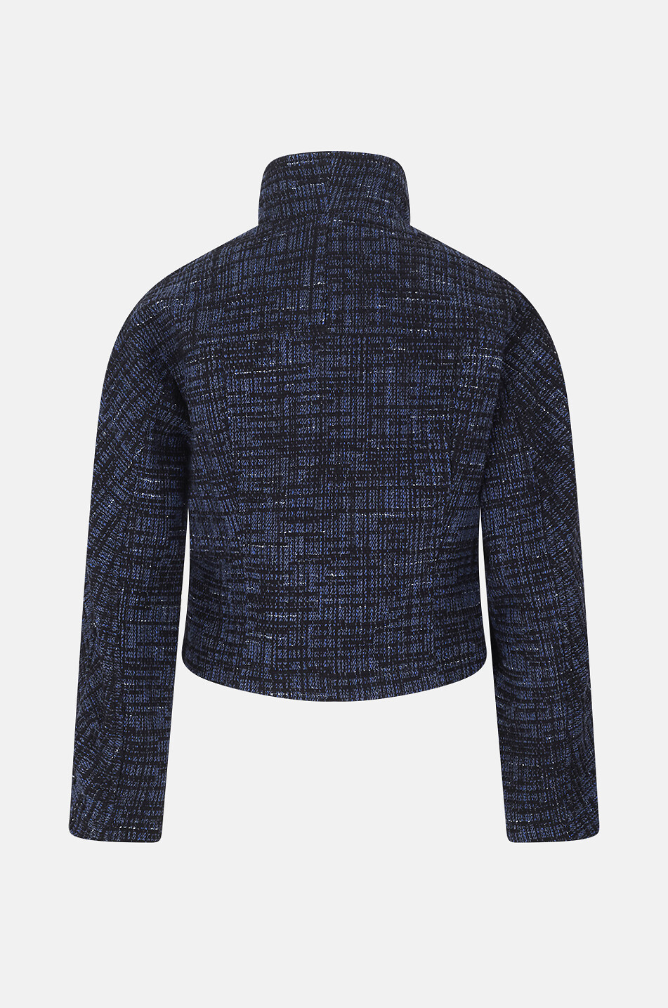 AKRIS PUNTO Veste ajustée à col montant en tweed de denim Femme BLEU MOYEN 2