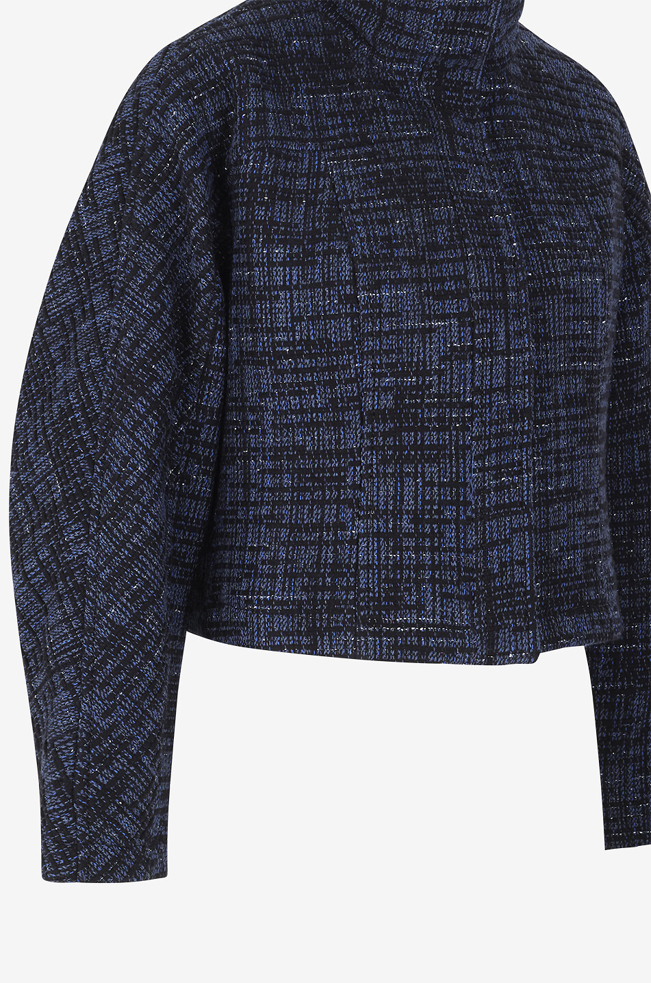 AKRIS PUNTO Veste ajustée à col montant en tweed de denim Femme BLEU MOYEN 8