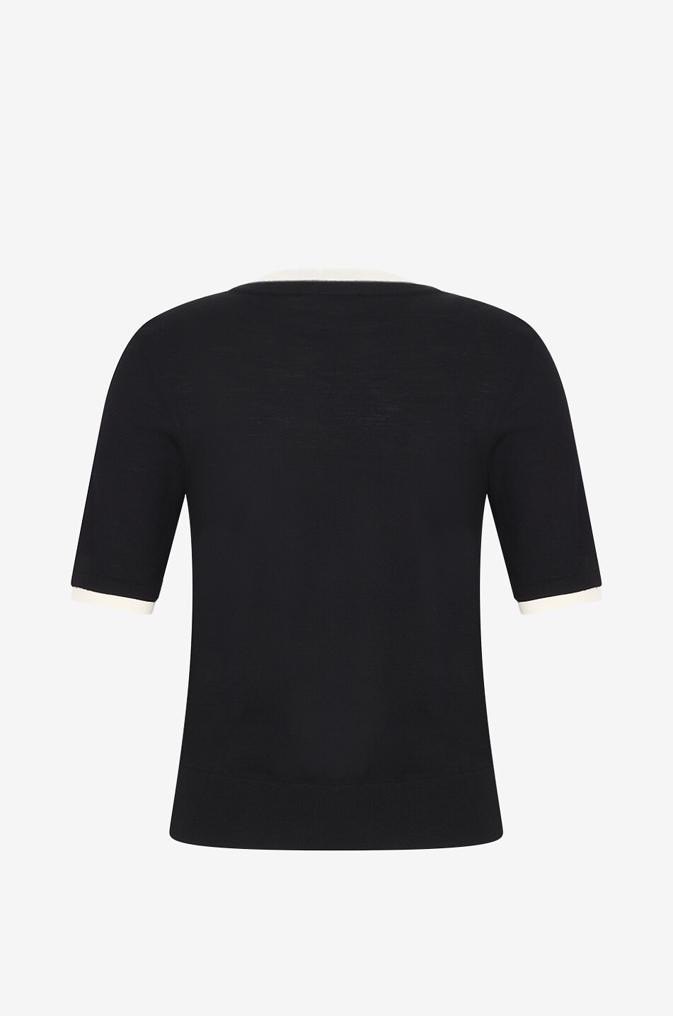 AKRIS PUNTO Short-sleeved virgin wool jumper with contrast trims Women BLACK 2