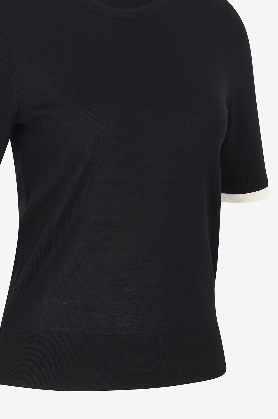 AKRIS PUNTO Short-sleeved virgin wool jumper with contrast trims Women BLACK 7