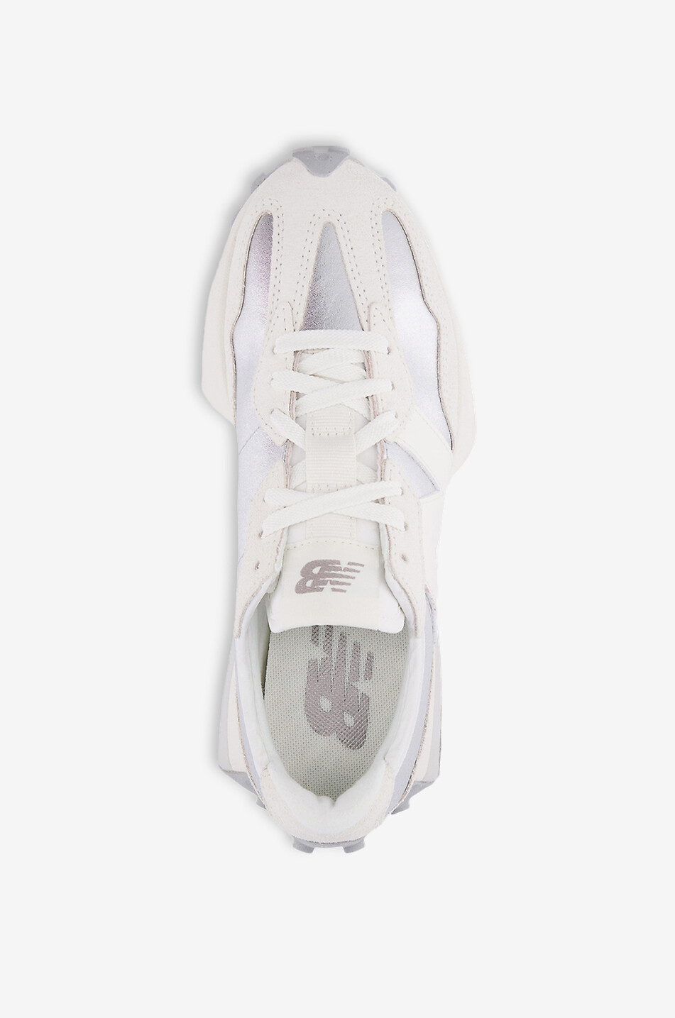 NEW BALANCE Baskets basses en cuir et daim métallisé W 327 Glimmer Femme GRIS 3