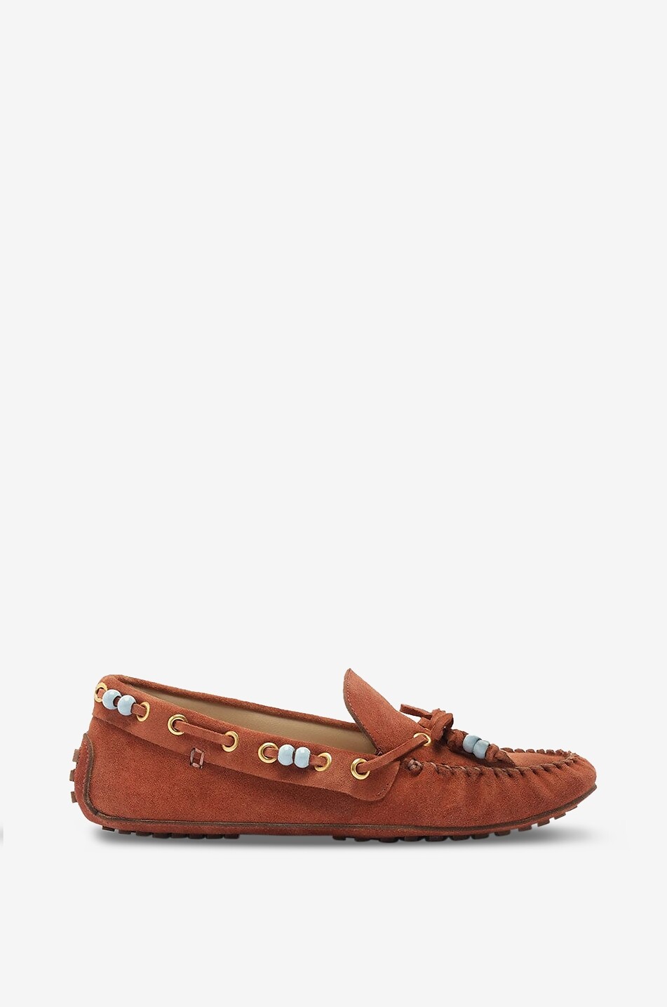 FARM RIO Fringe beaded suede loafers Women LIGHT BROWN 1